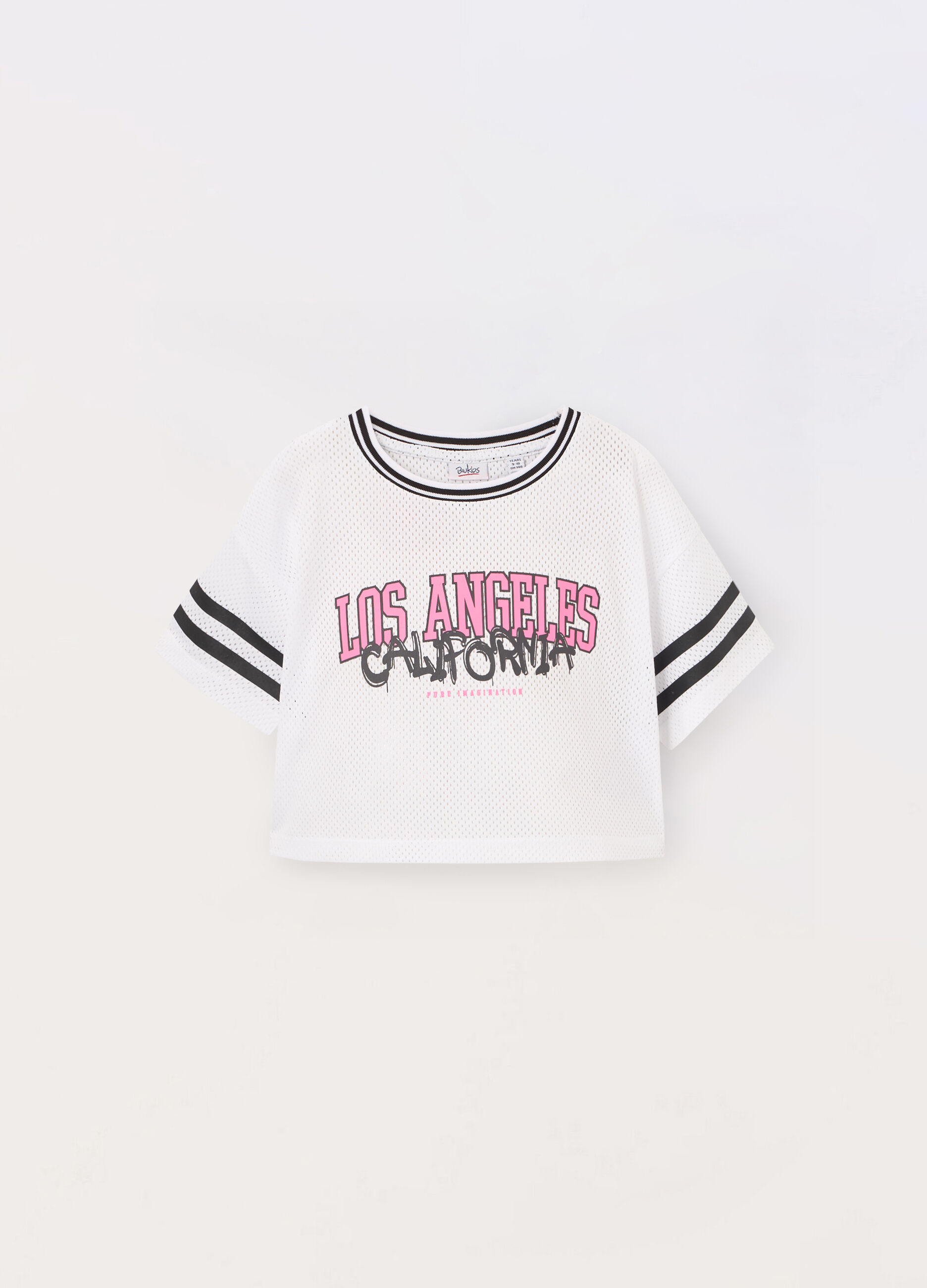 T-shirt mesh con stampa ragazza_0