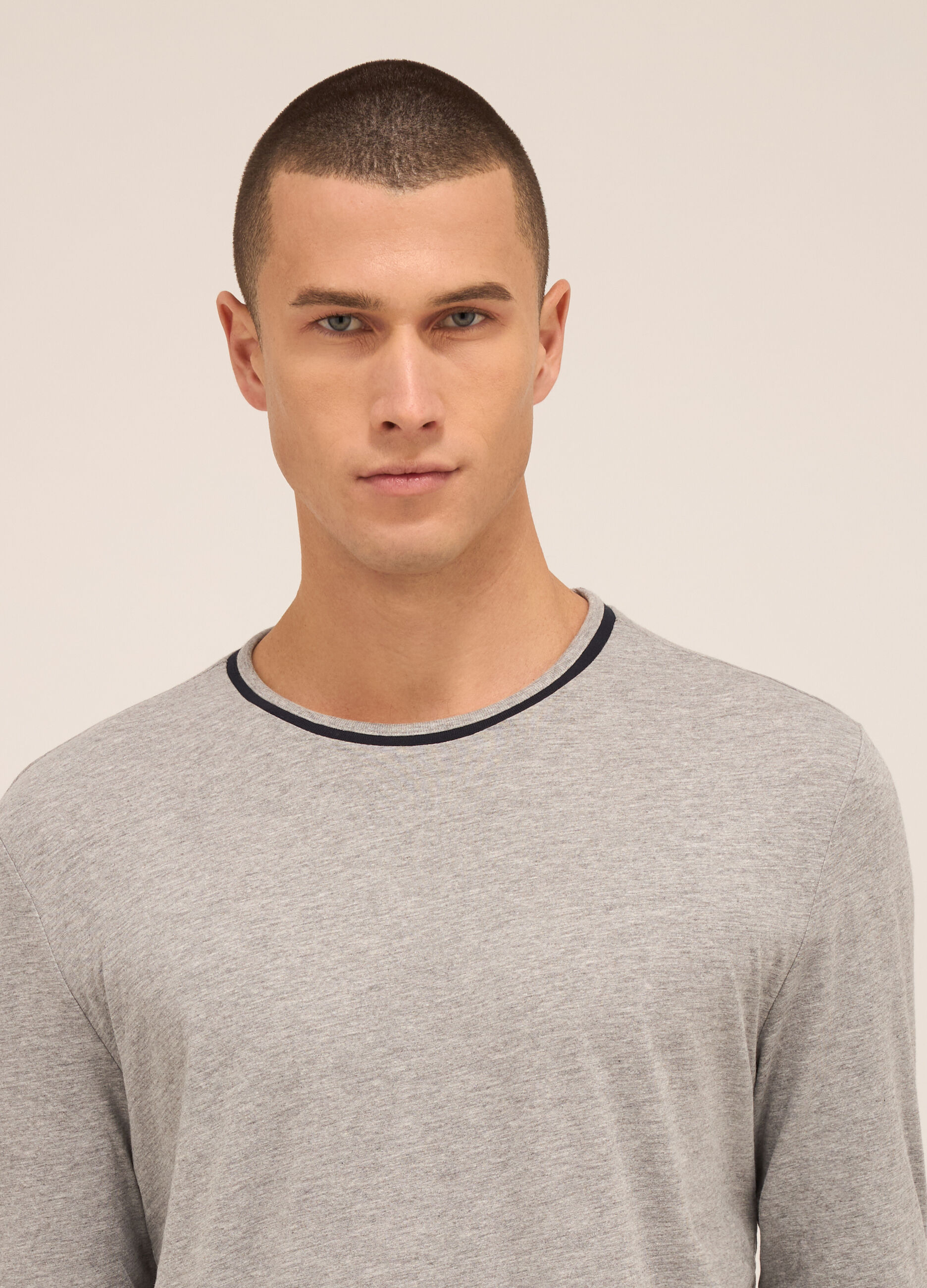 Maglia del pigiama girocollo in puro cotone uomo_2