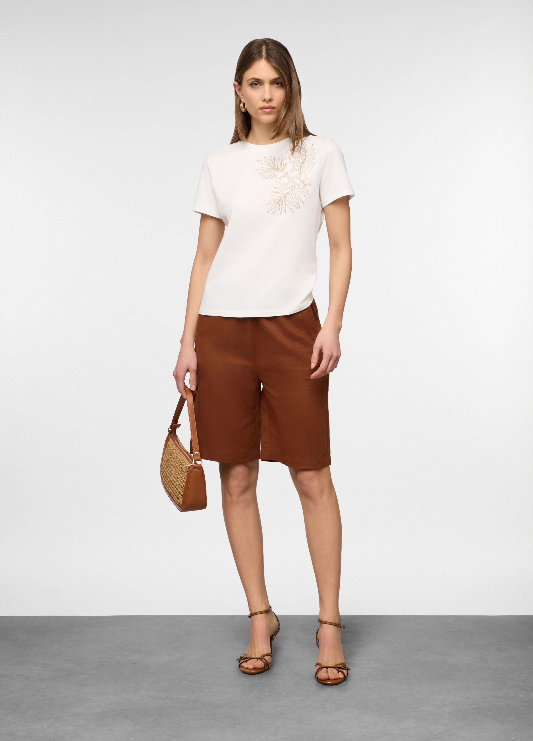 Bermuda wide leg misto lino donna_0