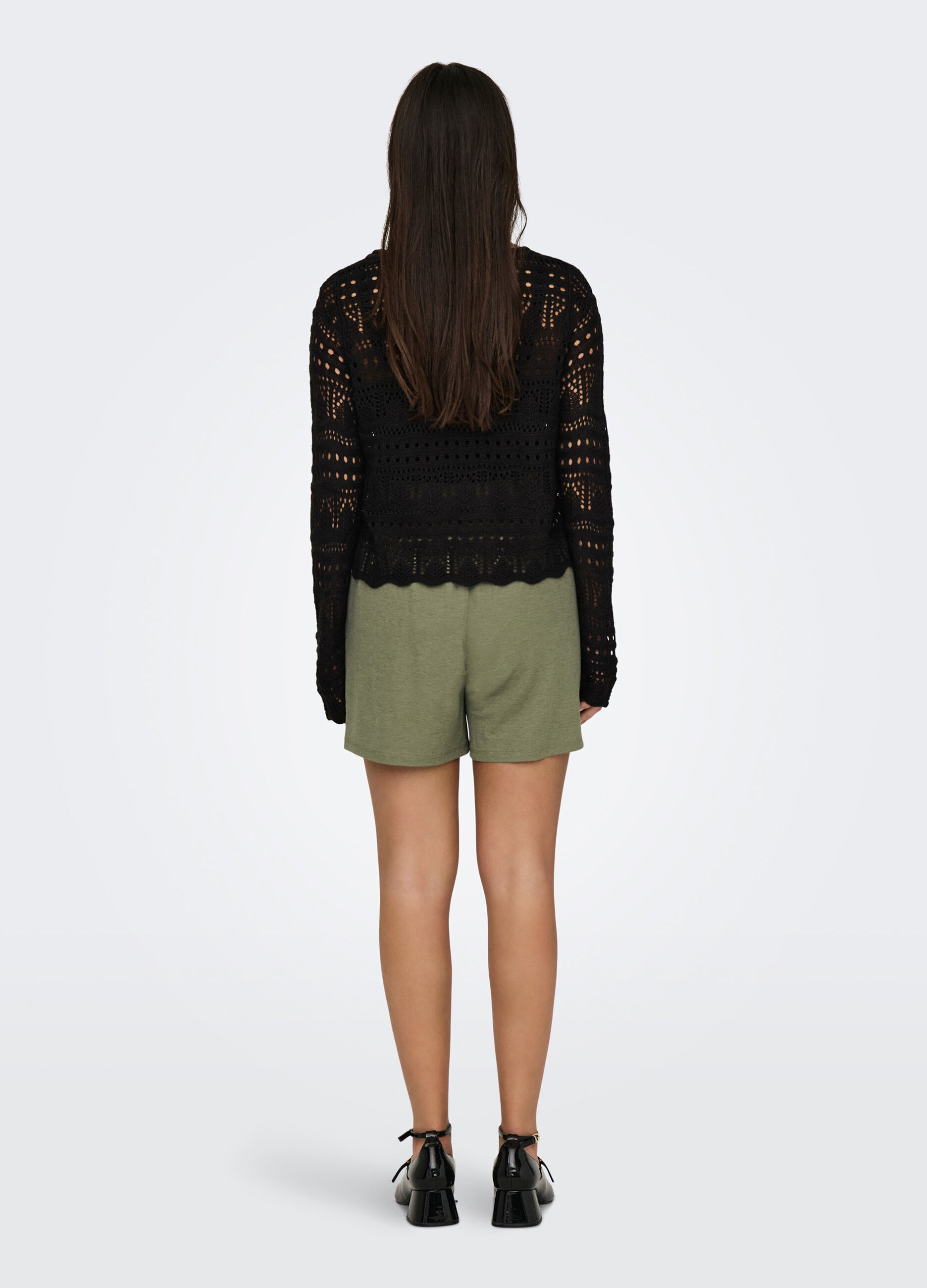 Maglia operata con scollo rotondo donna_1