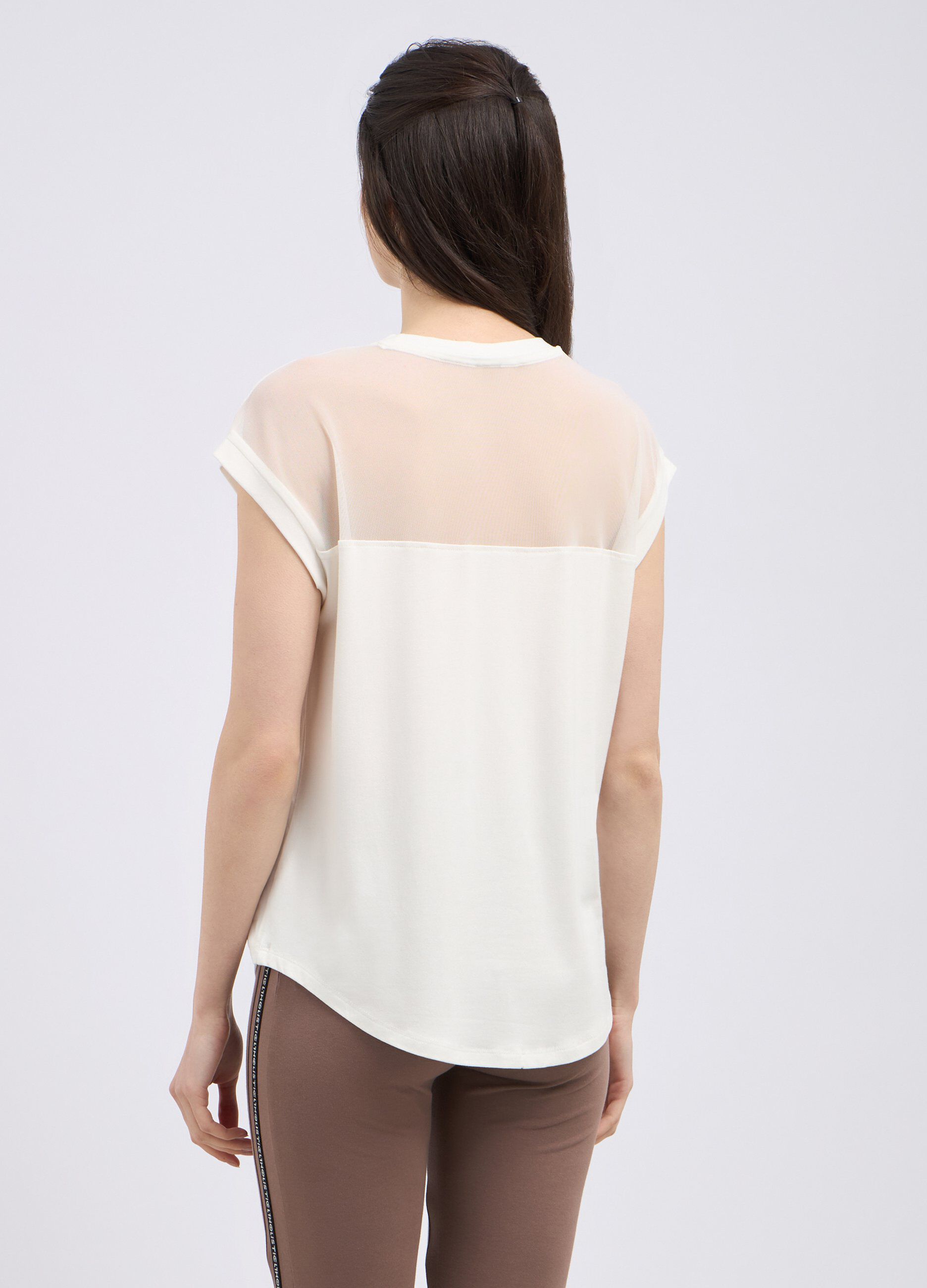 T-shirt smanicata in viscosa stretch donna_1