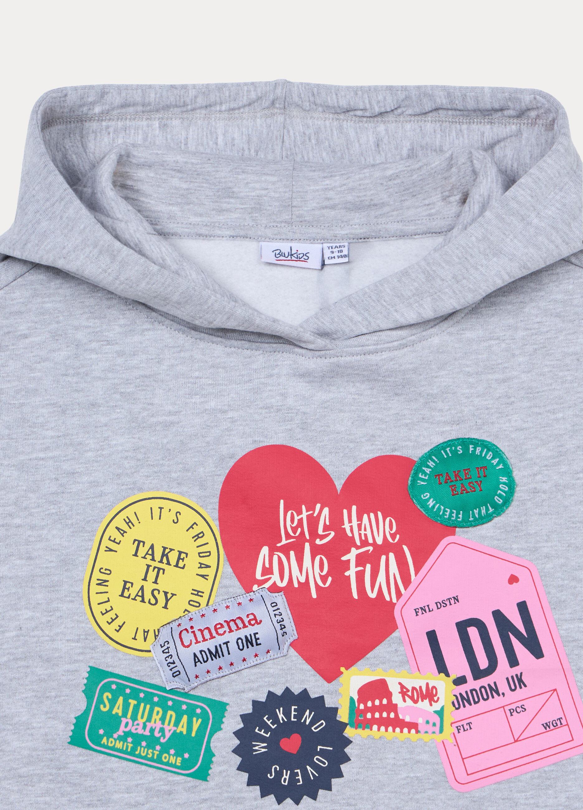 Felpa con cappuccio in french terry misto cotone ragazza_2