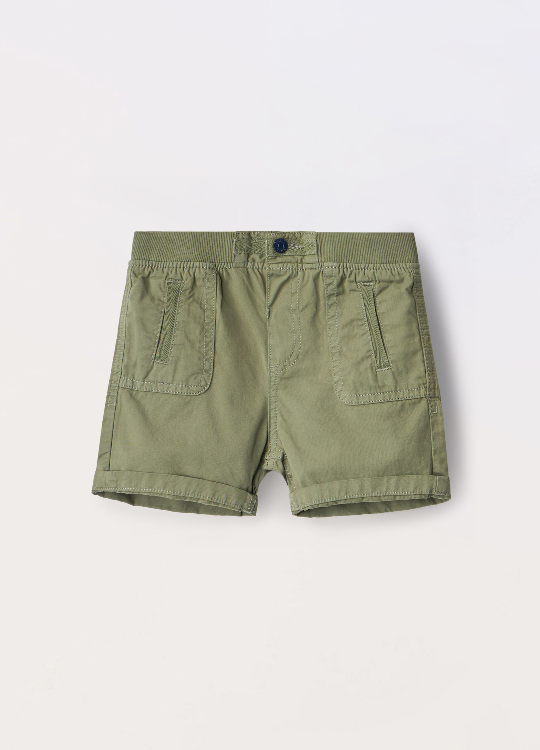 Shorts in twill di puro cotone neonato_0