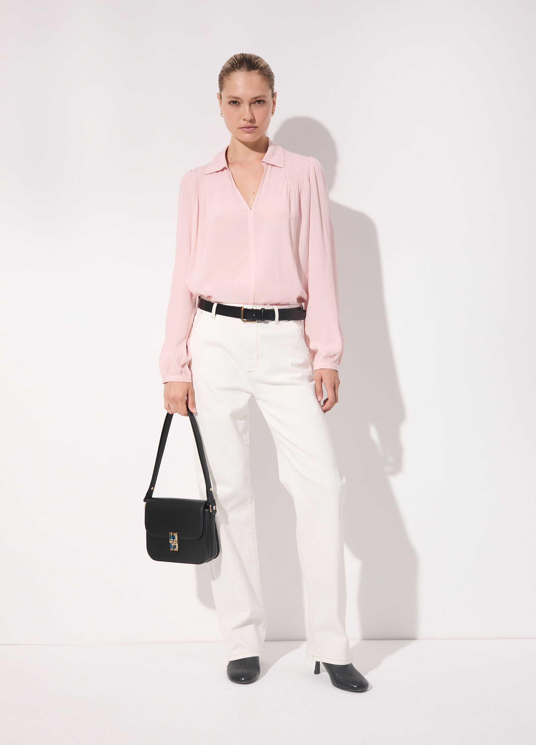 Camicia in viscosa a maniche lunghe donna_0