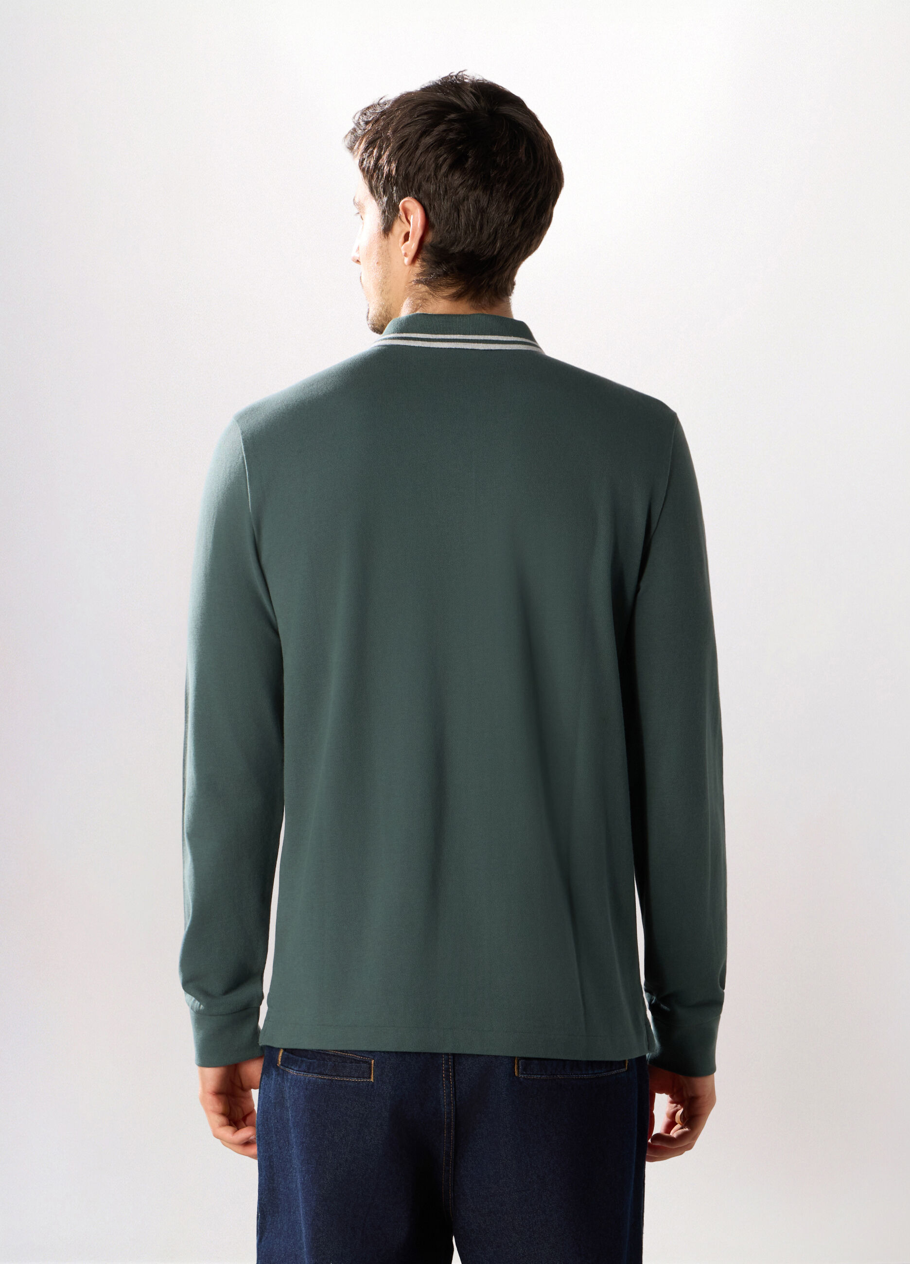 Polo con colletto a contrasto in cotone piquet uomo_1