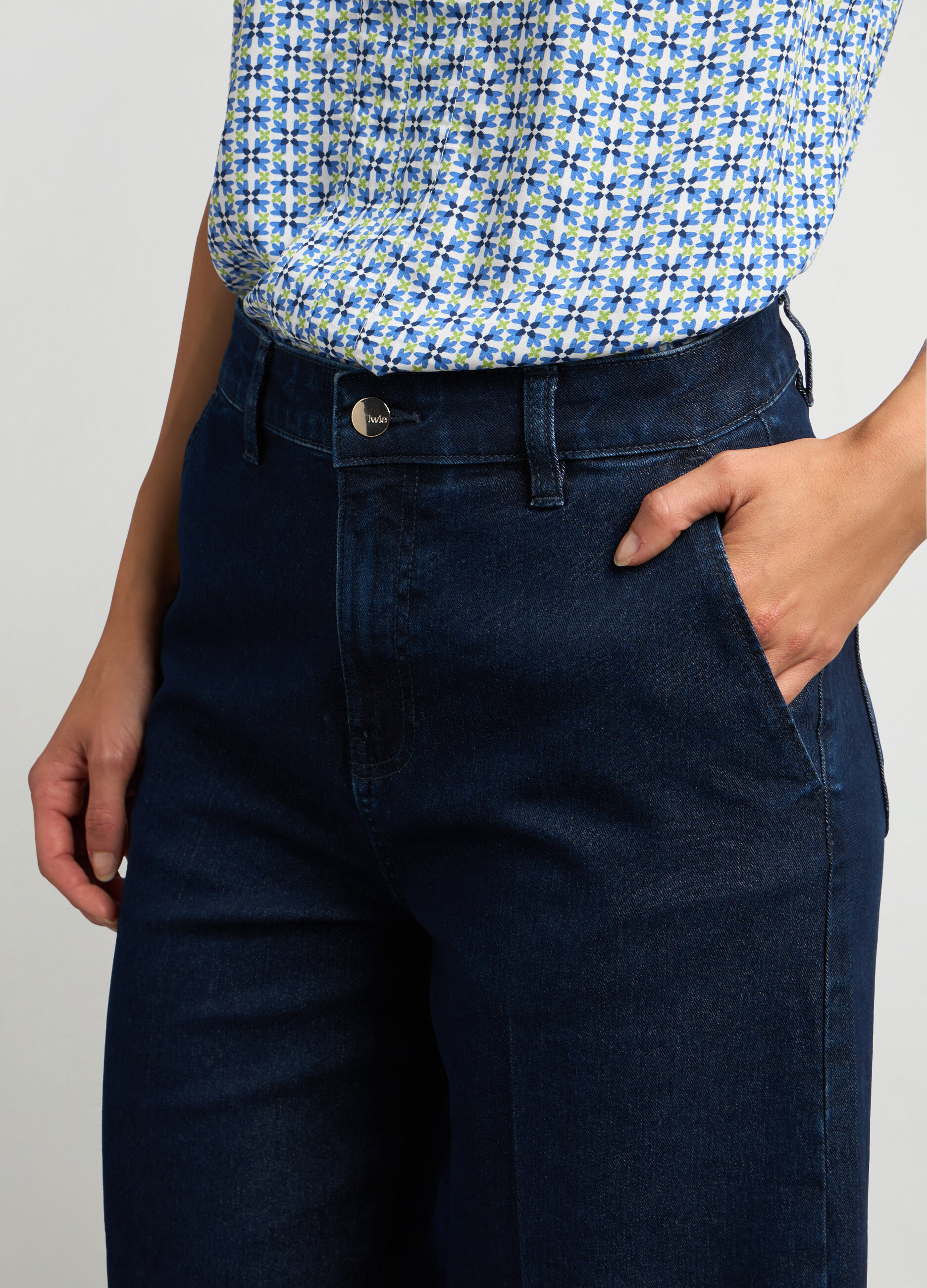 Pantaloni in denim di cotone stretch donna_2