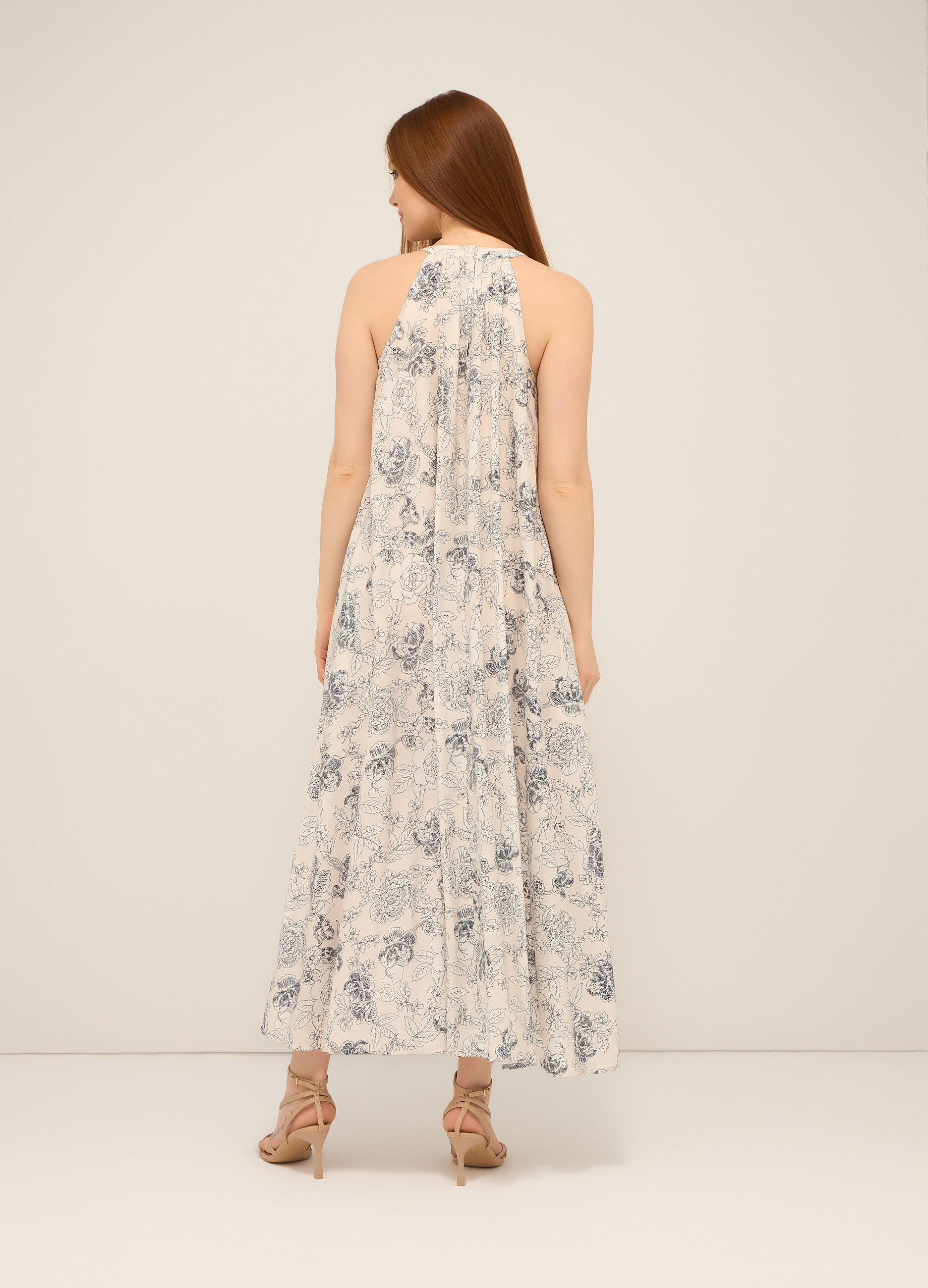 Vestito lungo smanicato in puro cotone donna
