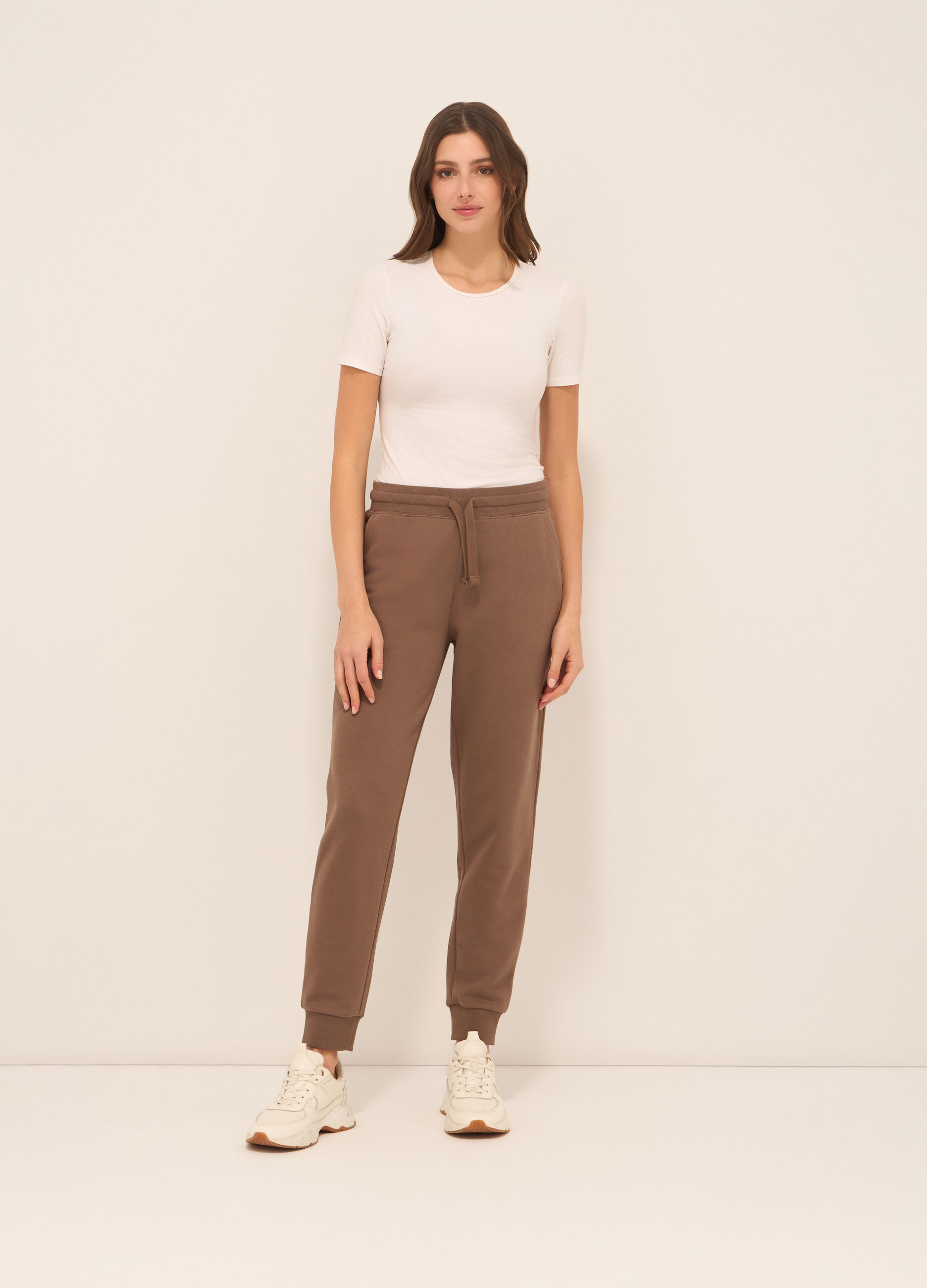 Jogger in french terry di misto cotone donna_0
