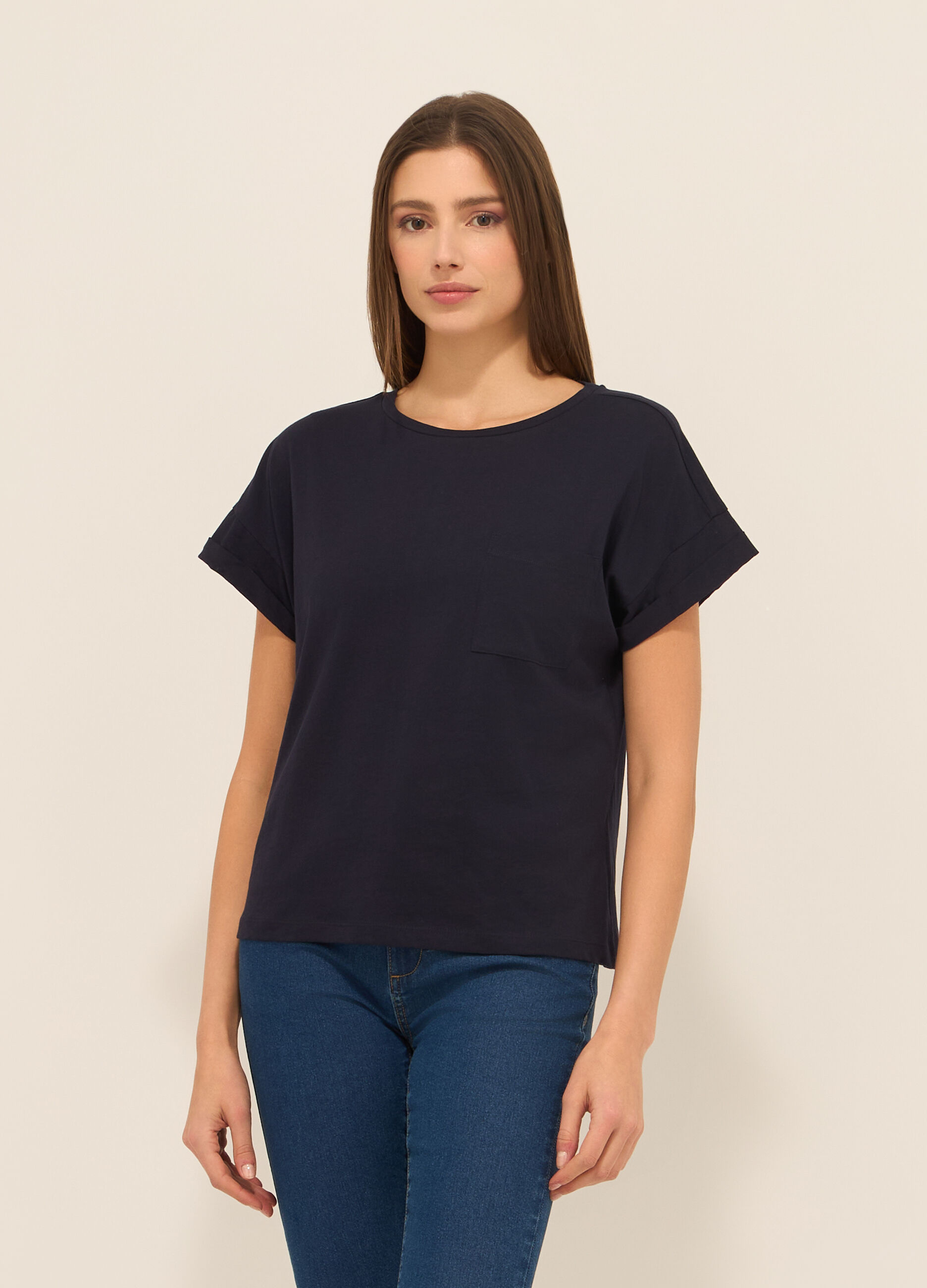 T-shirt in jersey di puro cotone donna