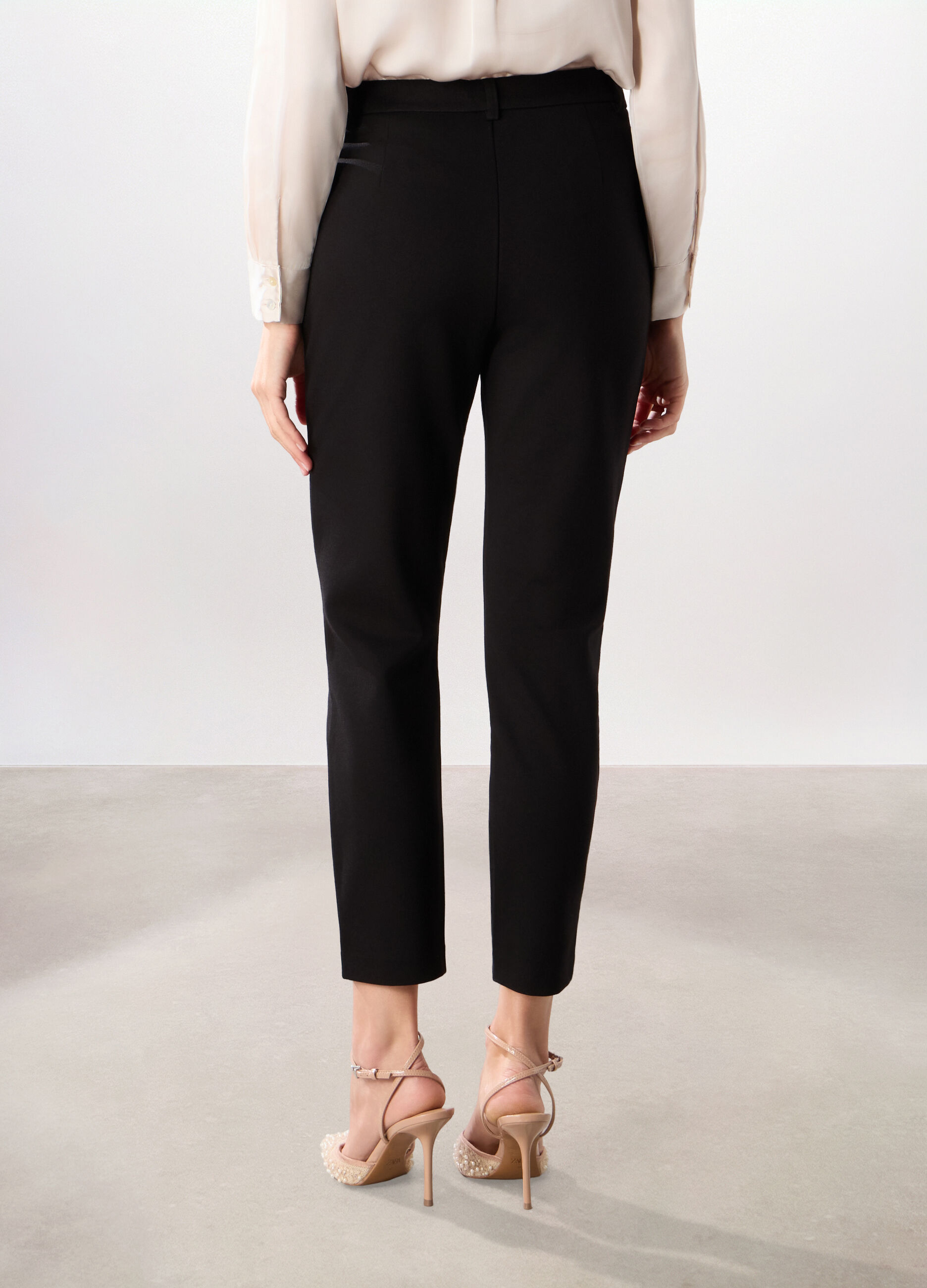 Pantaloni in punto Milano misto viscosa donna_1