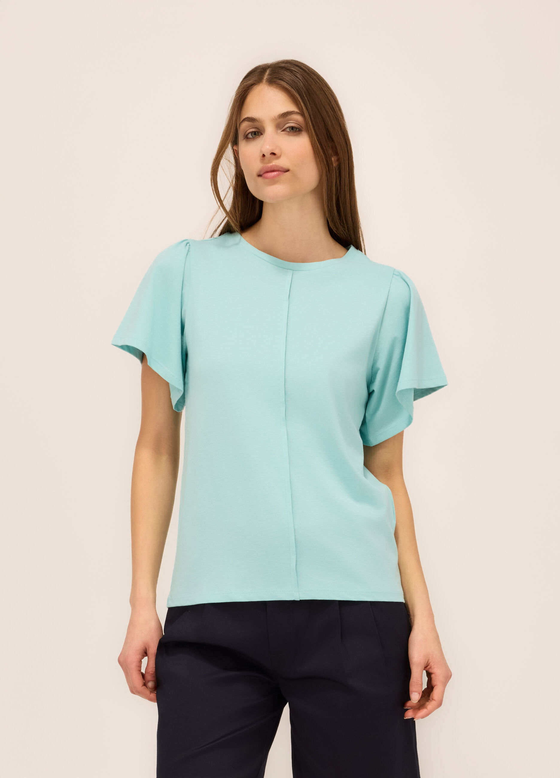 T-shirt in jersey di puro cotone donna_0