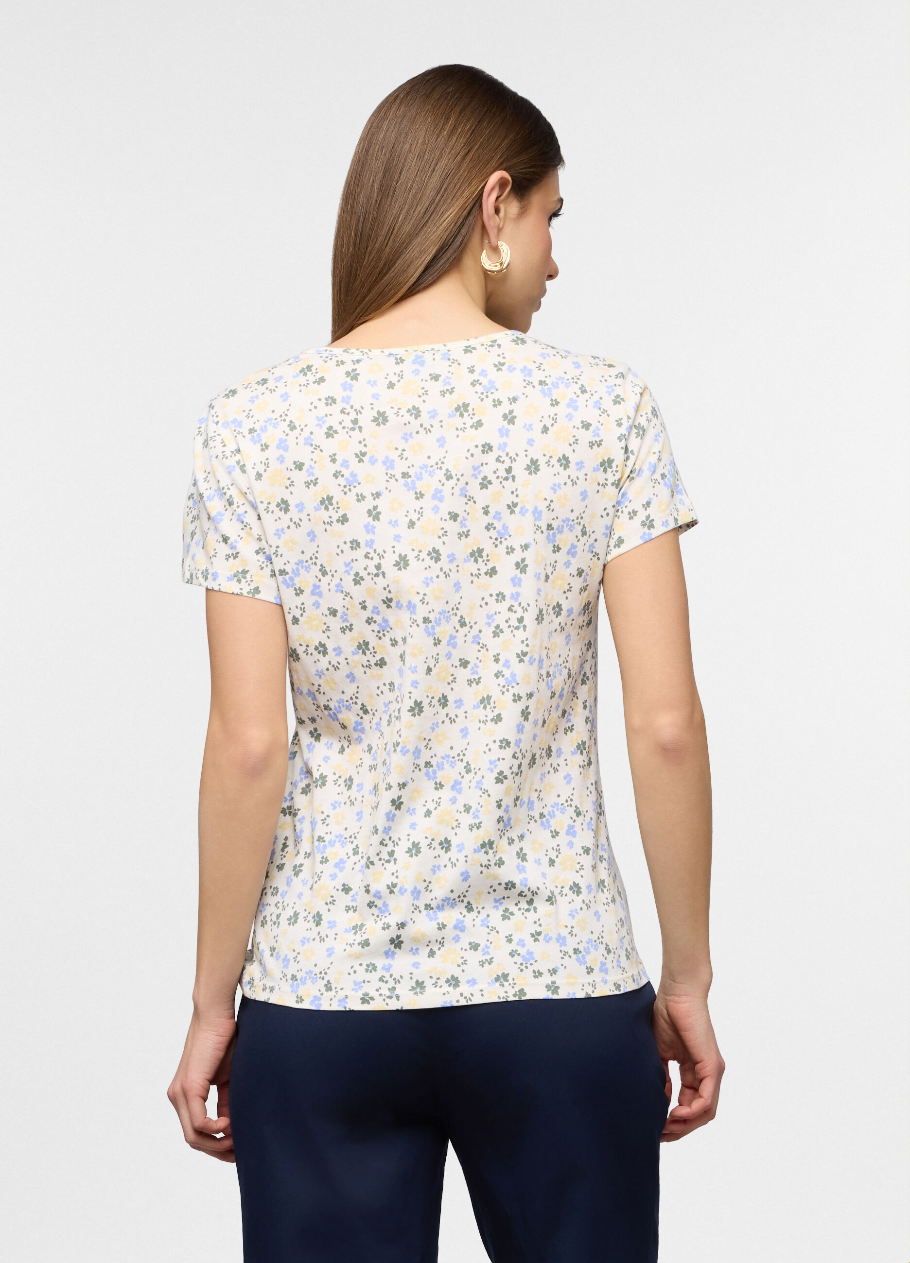 T-shirt girocollo in jersey di puro cotone donna_1