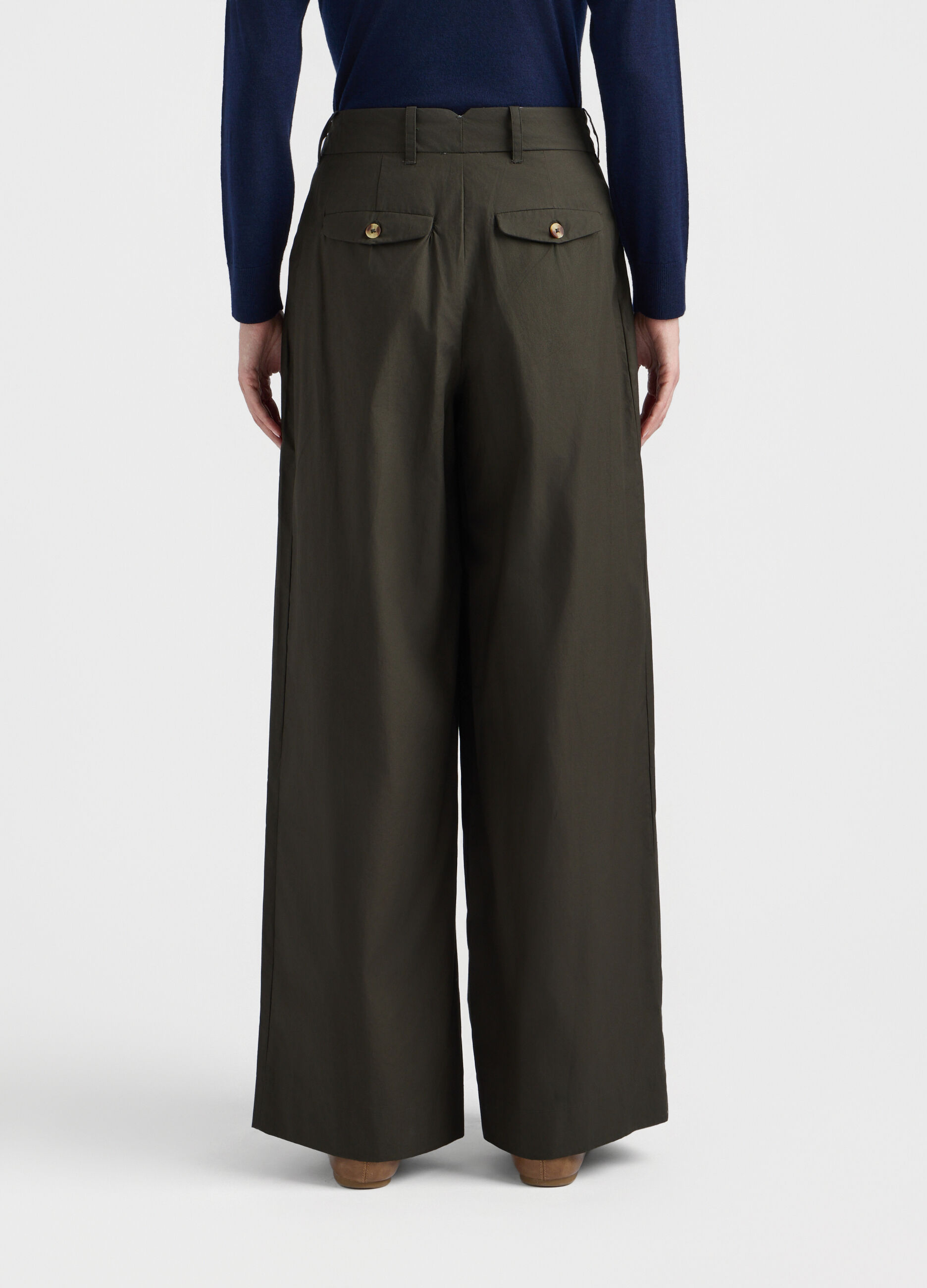 Pantaloni Fit Regular in popeline di puro cotone donna_2