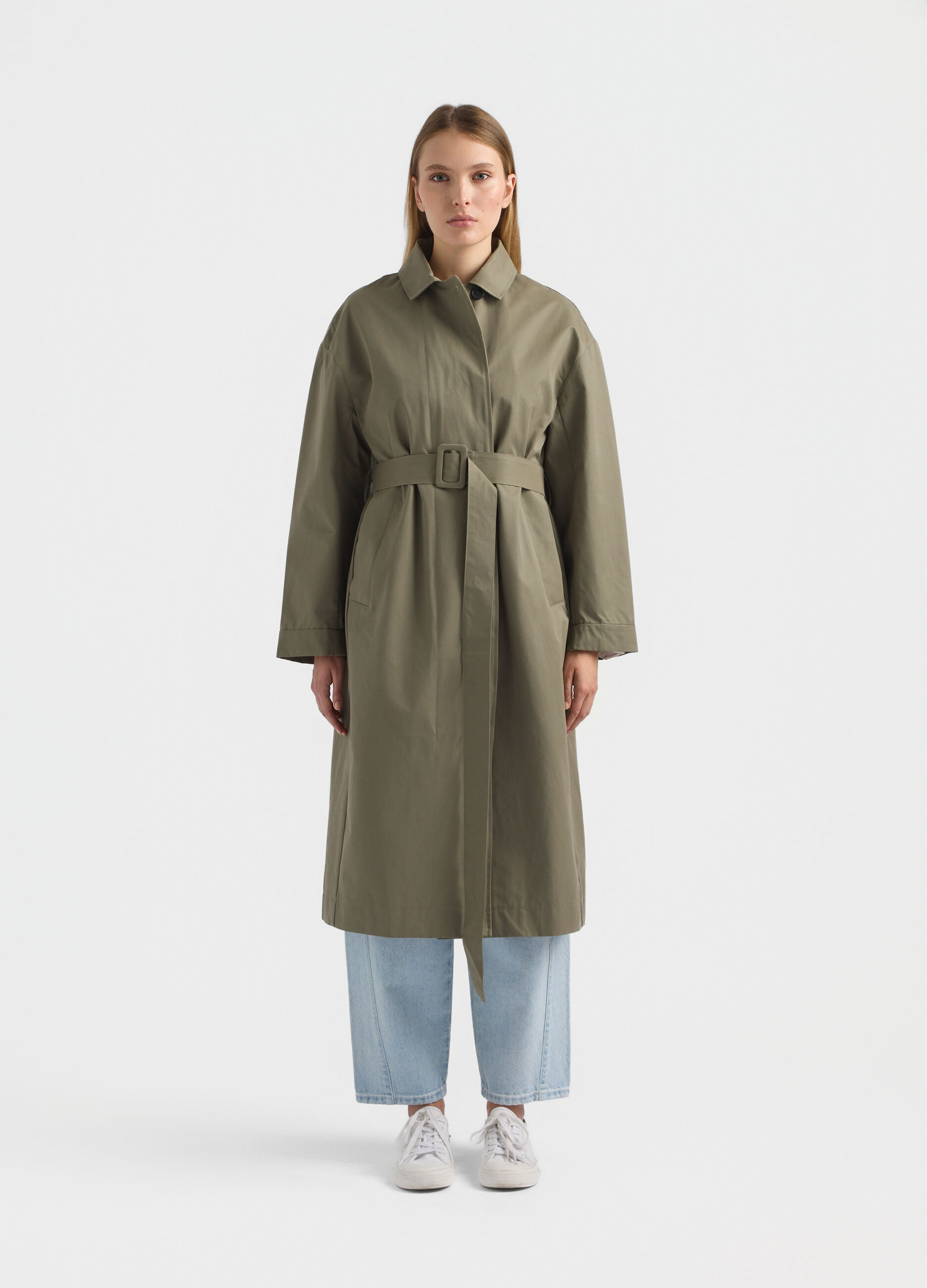 Trench lungo misto cotone donna_1