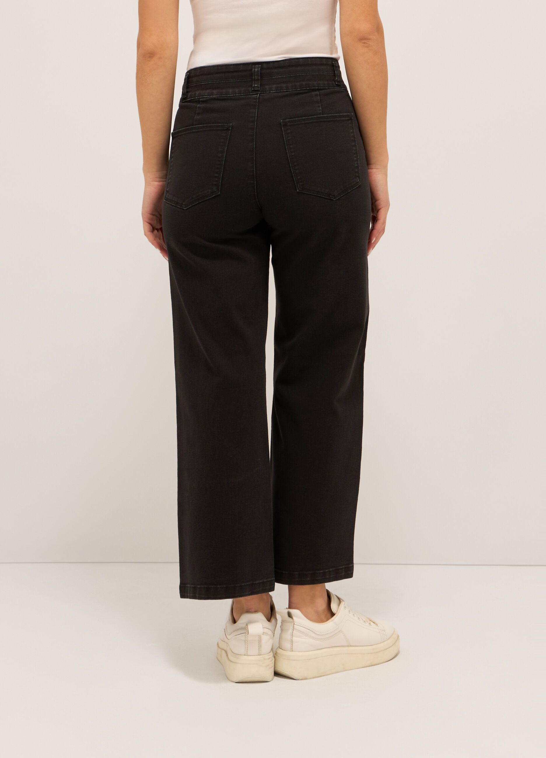Pantaloni in denim stretch di misto cotone _1