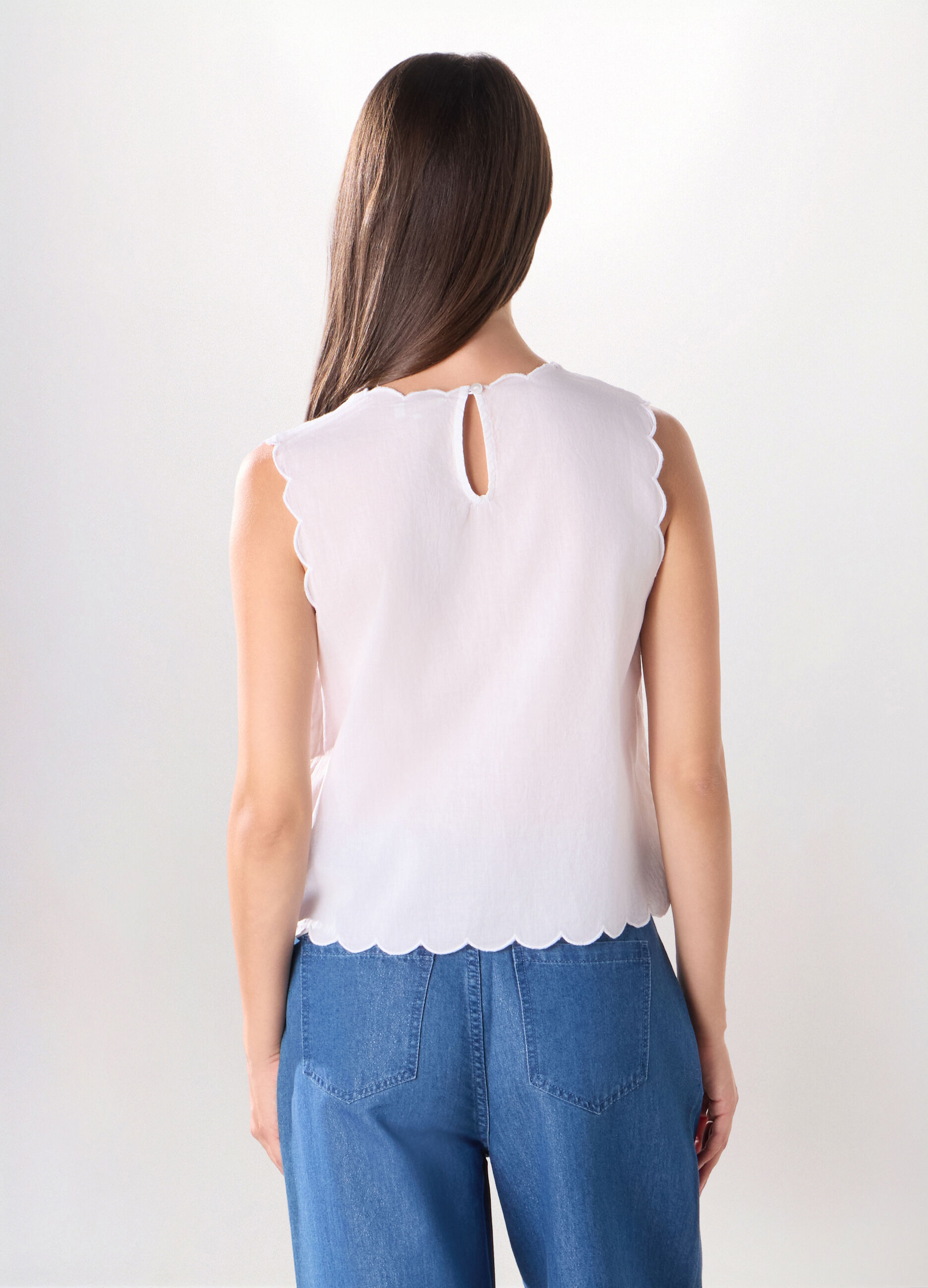 Top cropped in puro cotone donna_1