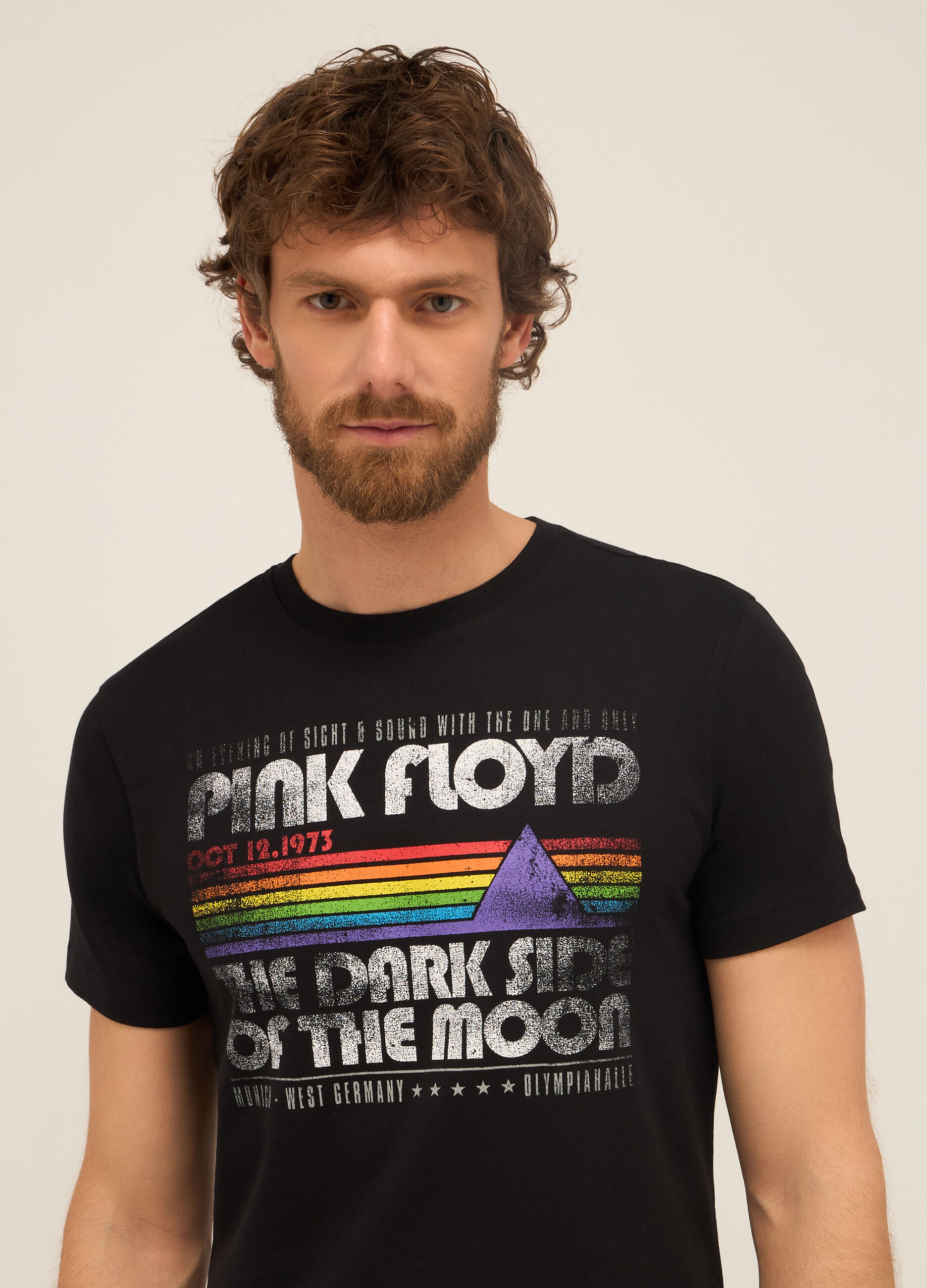 T-shirt girocollo in puro cotone con stampa uomo_2