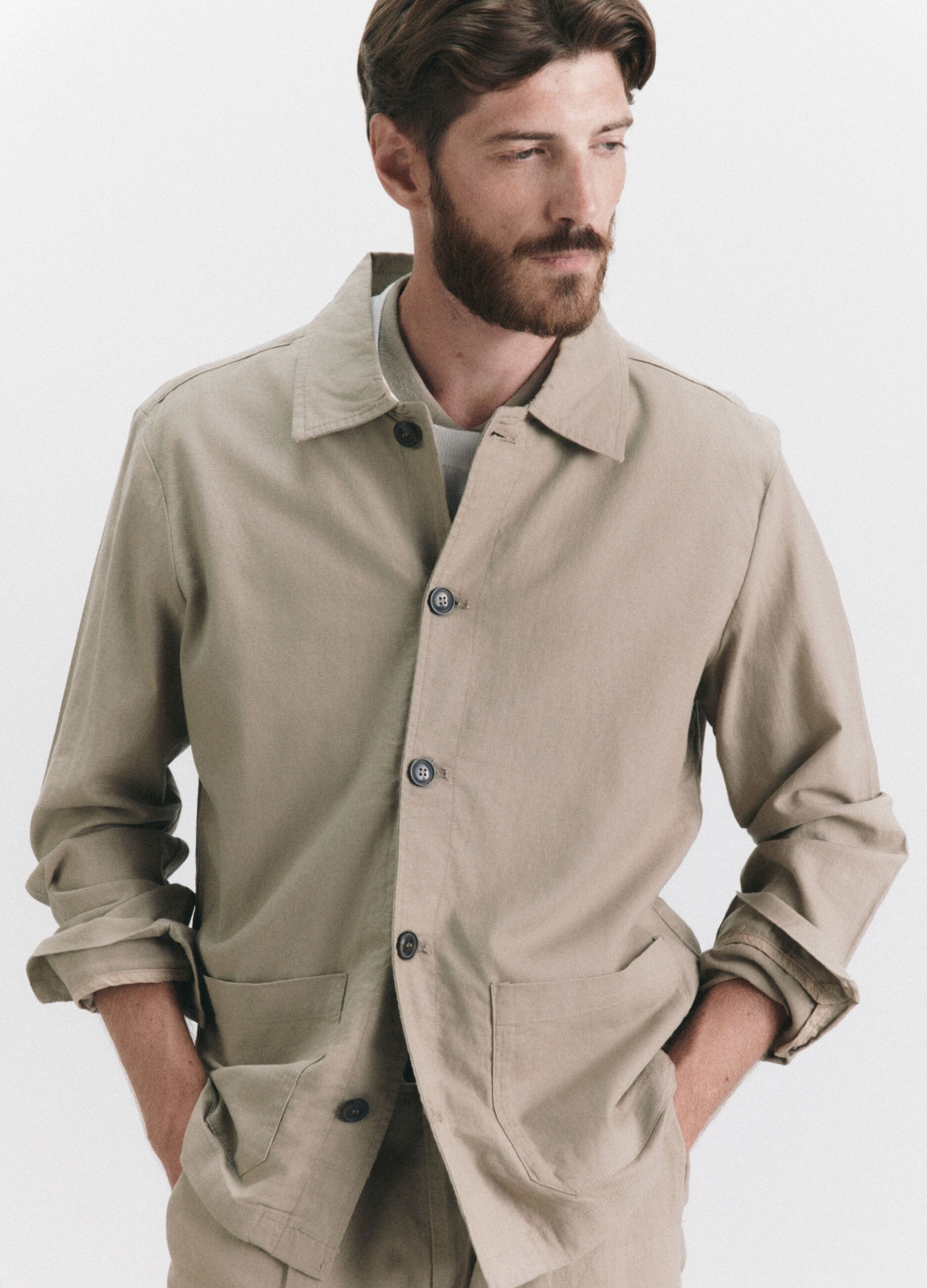 Giacca a camicia in lino e cotone uomo_1