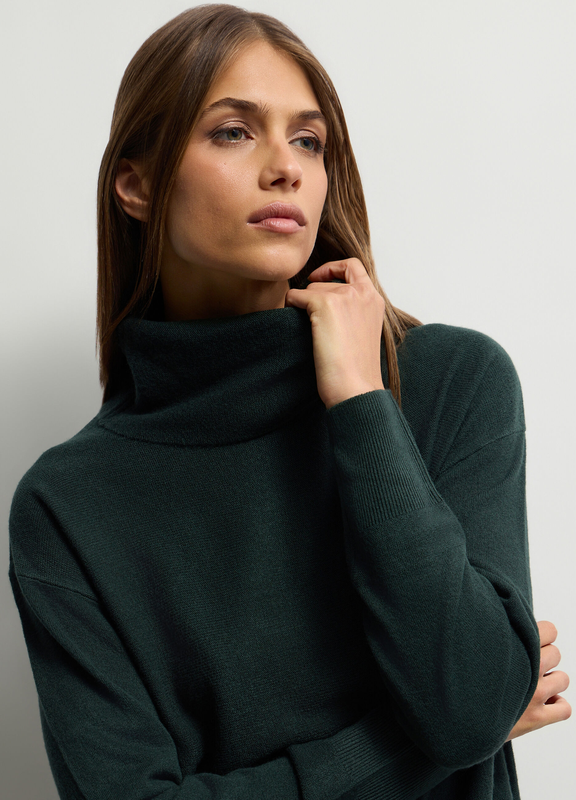 Maglione Fit Over a collo alto rasato donna _2