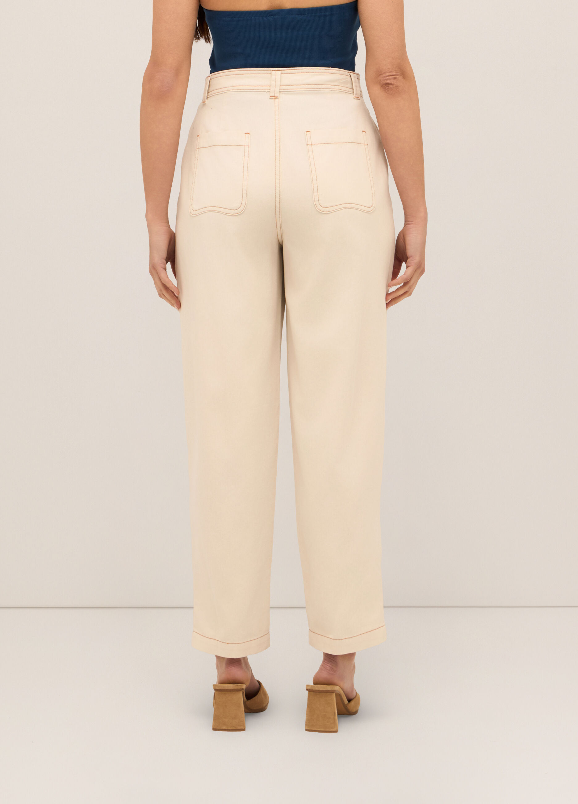 Pantaloni in twill di puro cotone donna _1