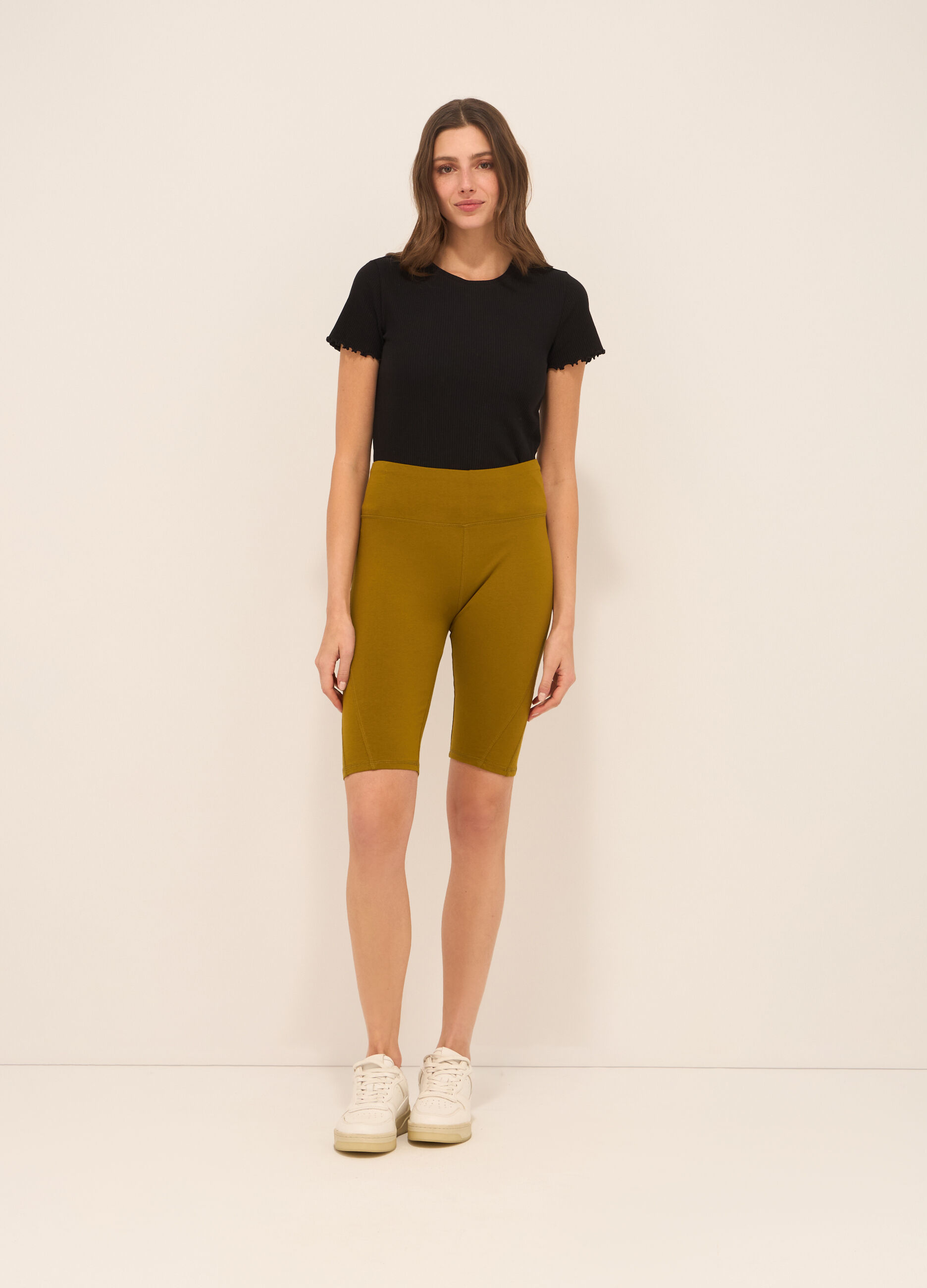 Leggings ciclista in cotone stretch donna_0