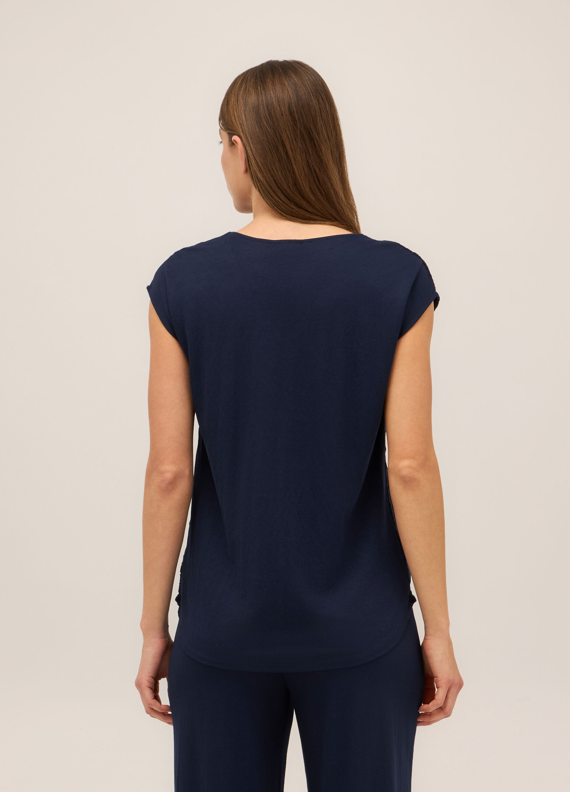 T-shirt smanicata misto viscosa donna_1