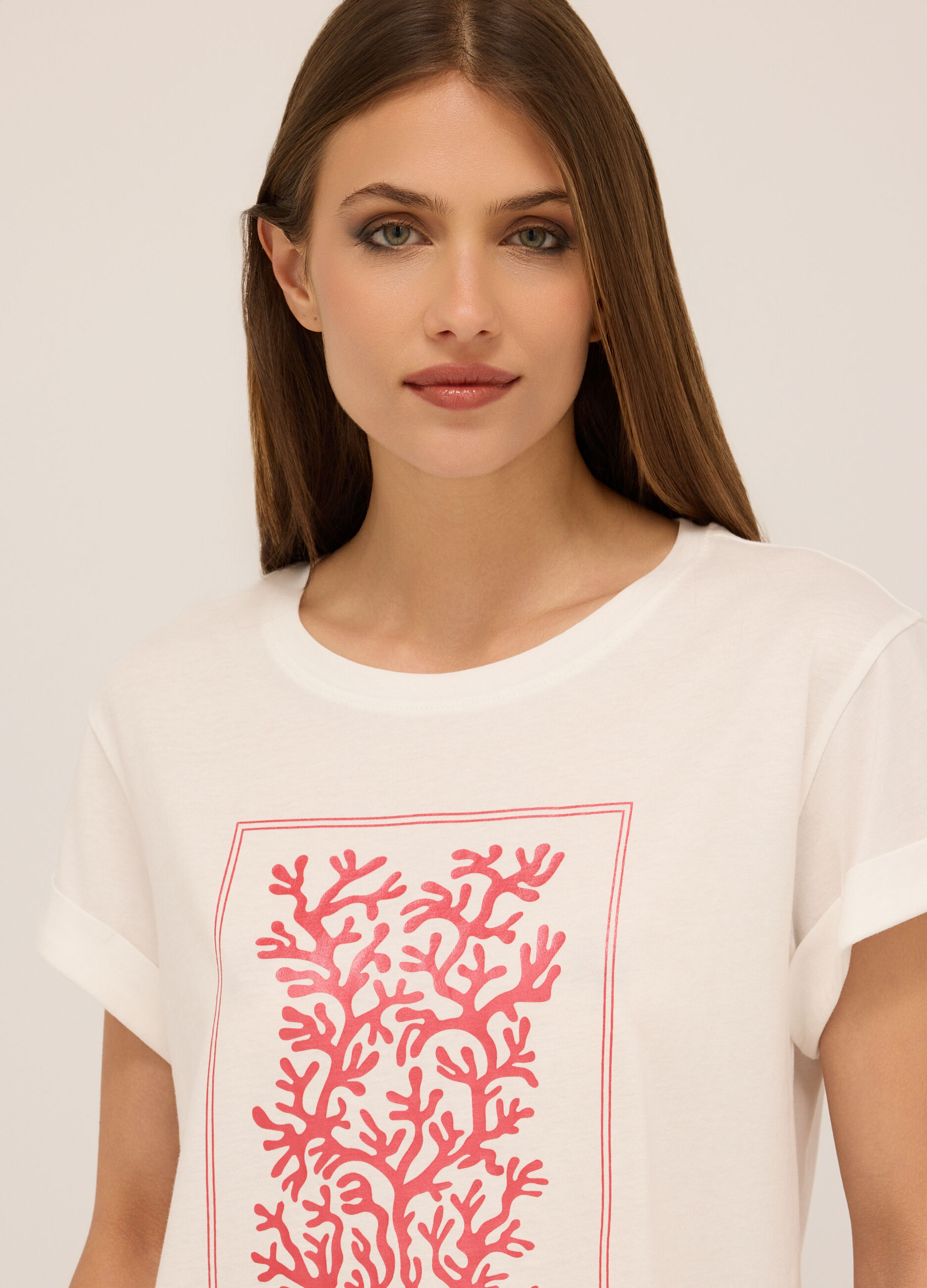 T-shirt in jersey di puro cotone donna_2