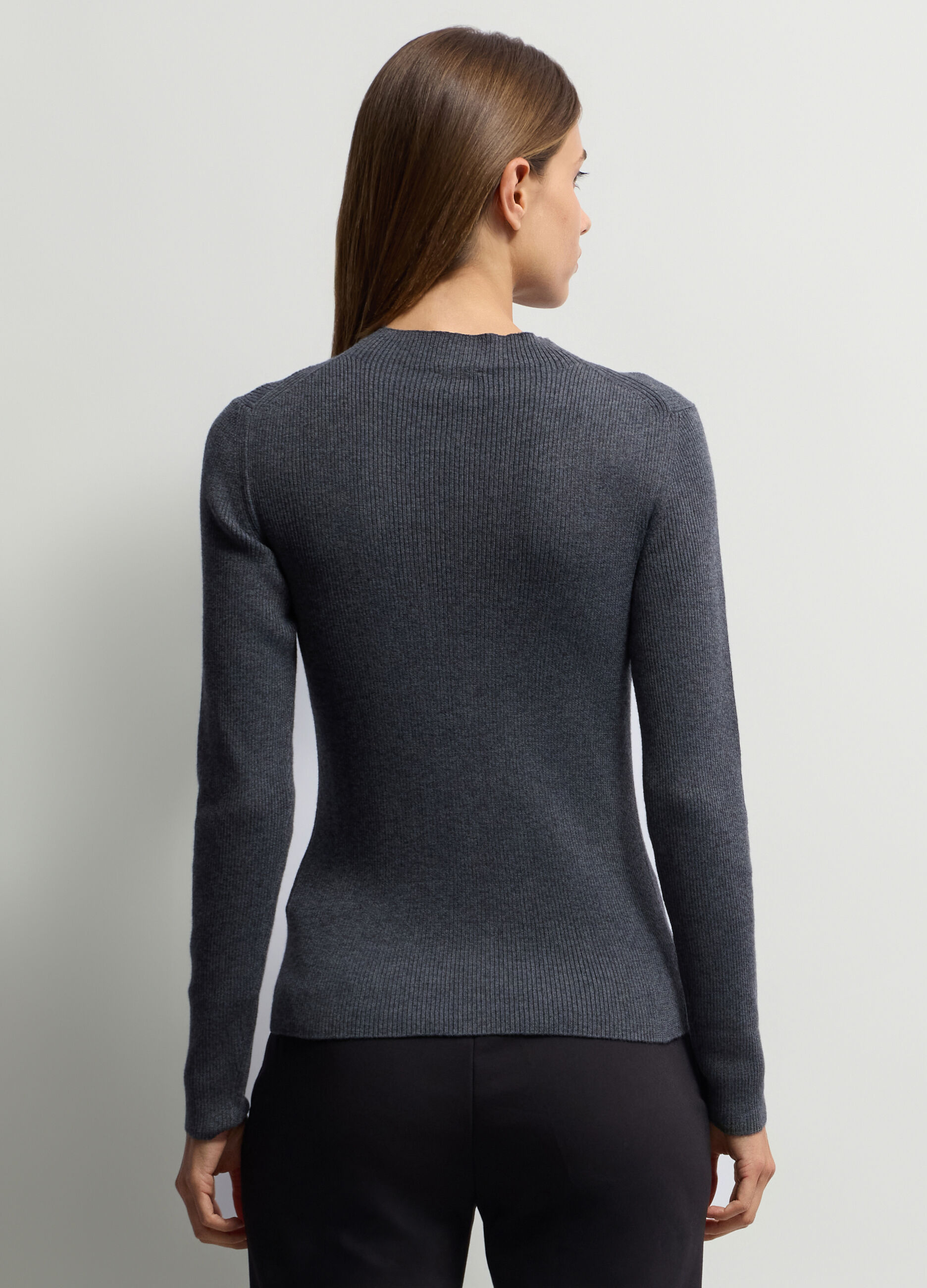 Cardigan girocollo Fitted in costina donna_1