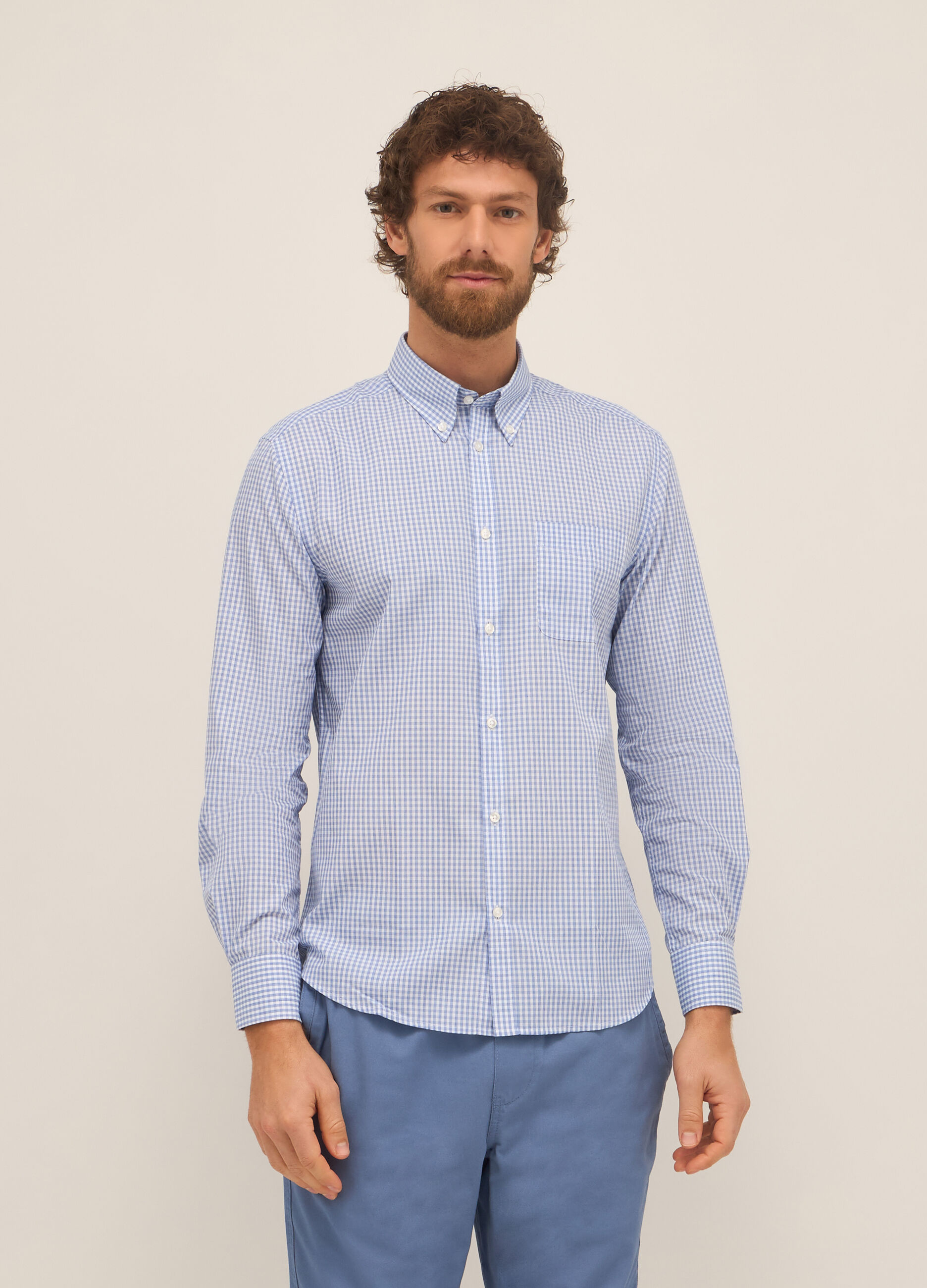 Camicia regular fit button-down in misto cotone uomo_0