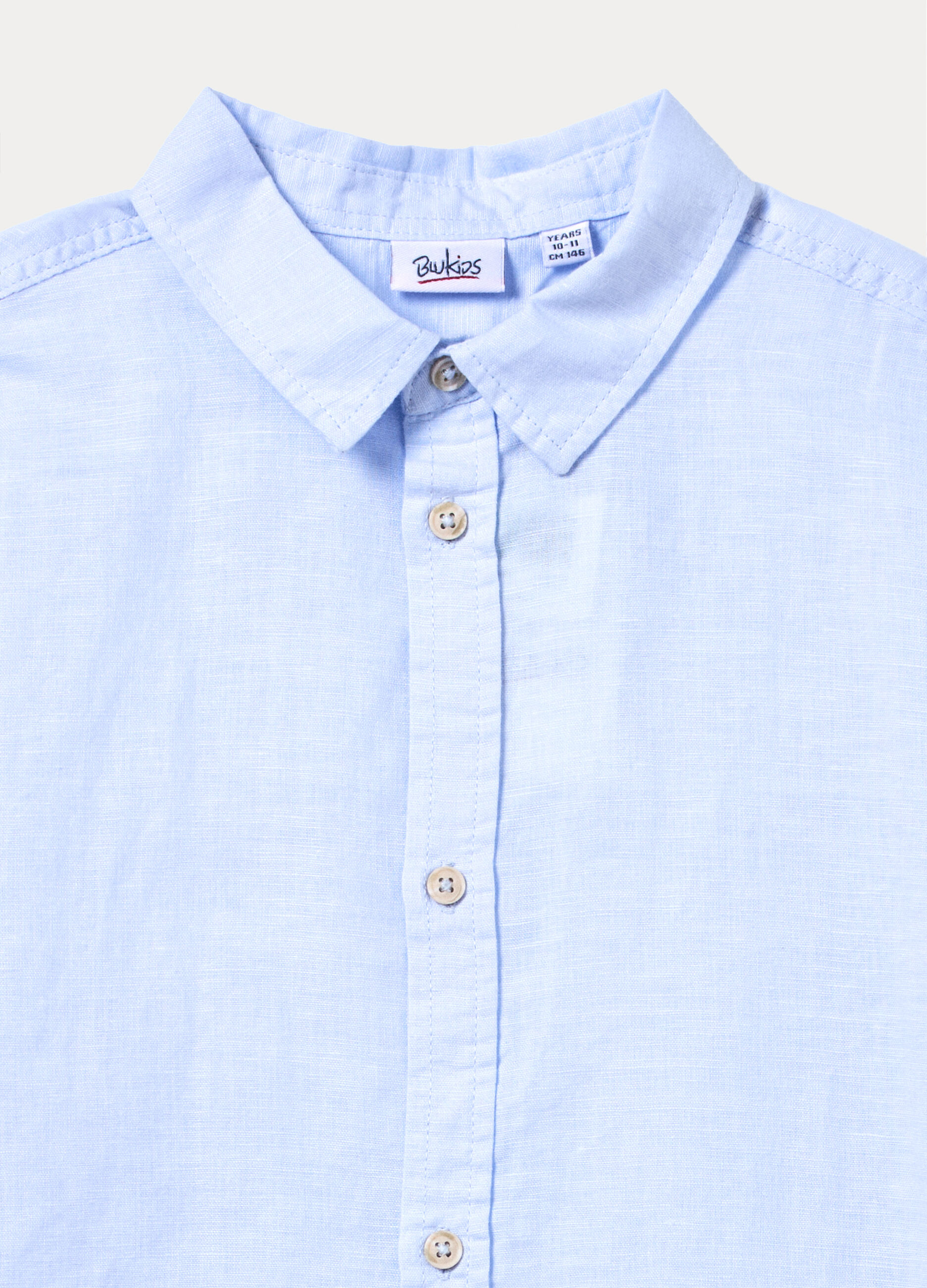 Camicia regular fit misto lino con colletto alla francese ragazzo_2