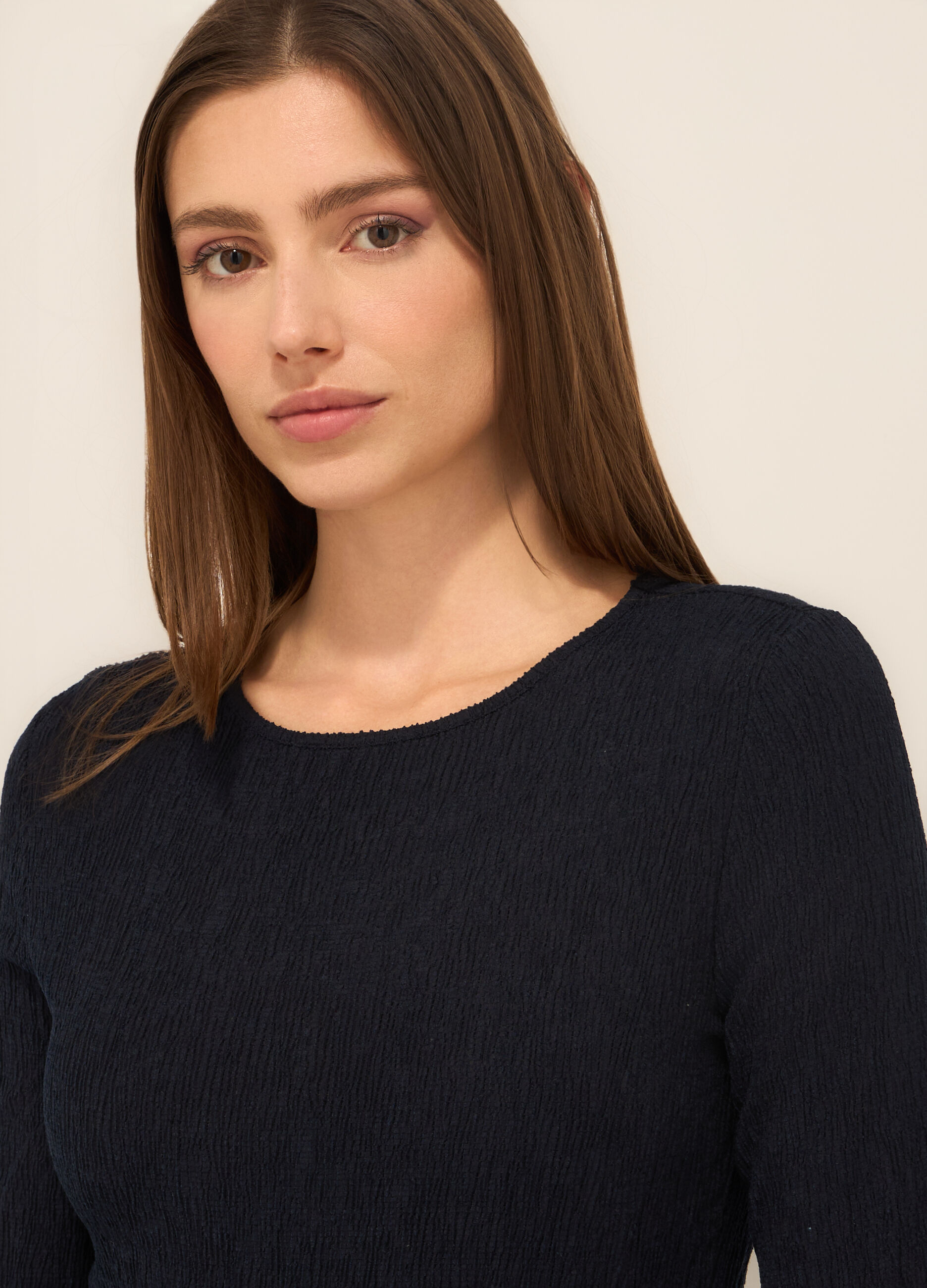 T-shirt misto viscosa crinkle donna_2