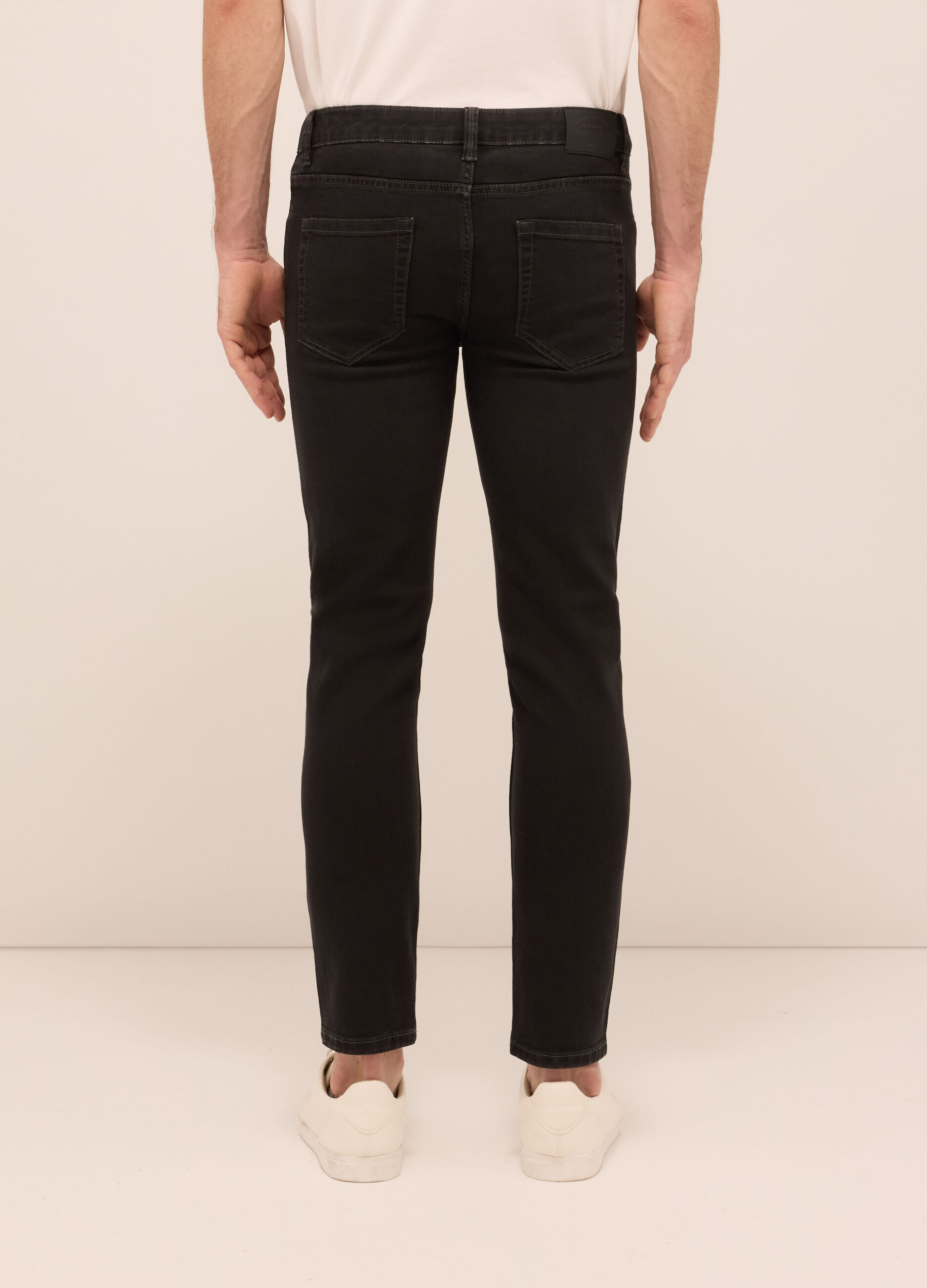 Jeans 5 tasche slim fit in denim di cotone stretch uomo_1
