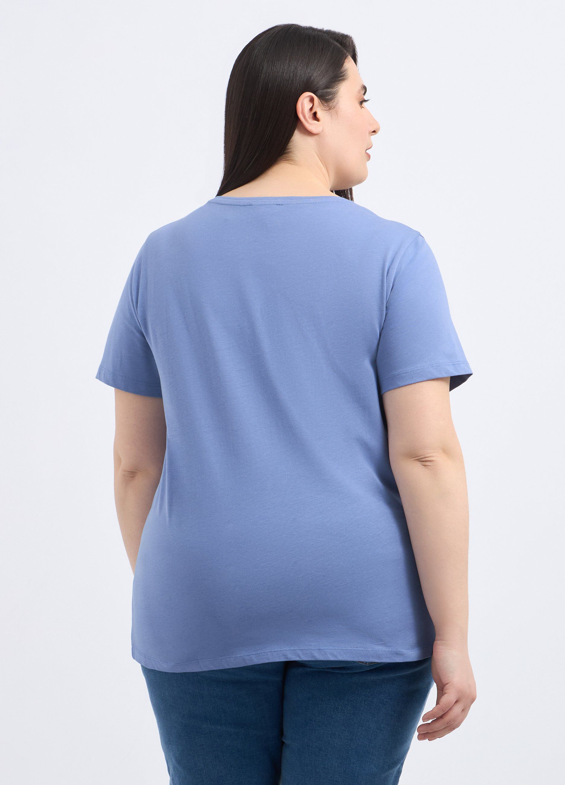 T-shirt in puro cotone con stampa foil donna curvy_1