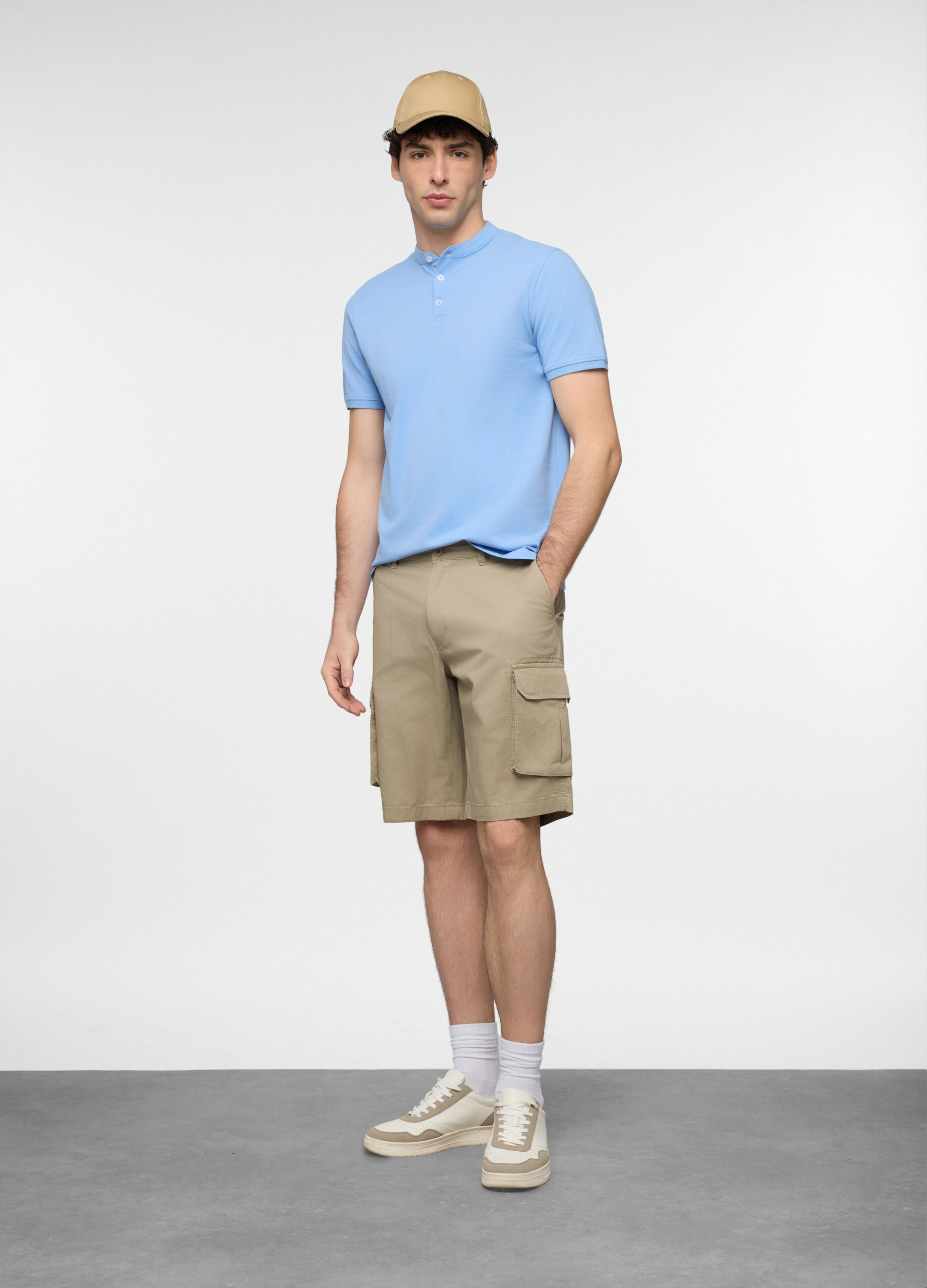 Bermuda cargo in twill di cotone uomo_0