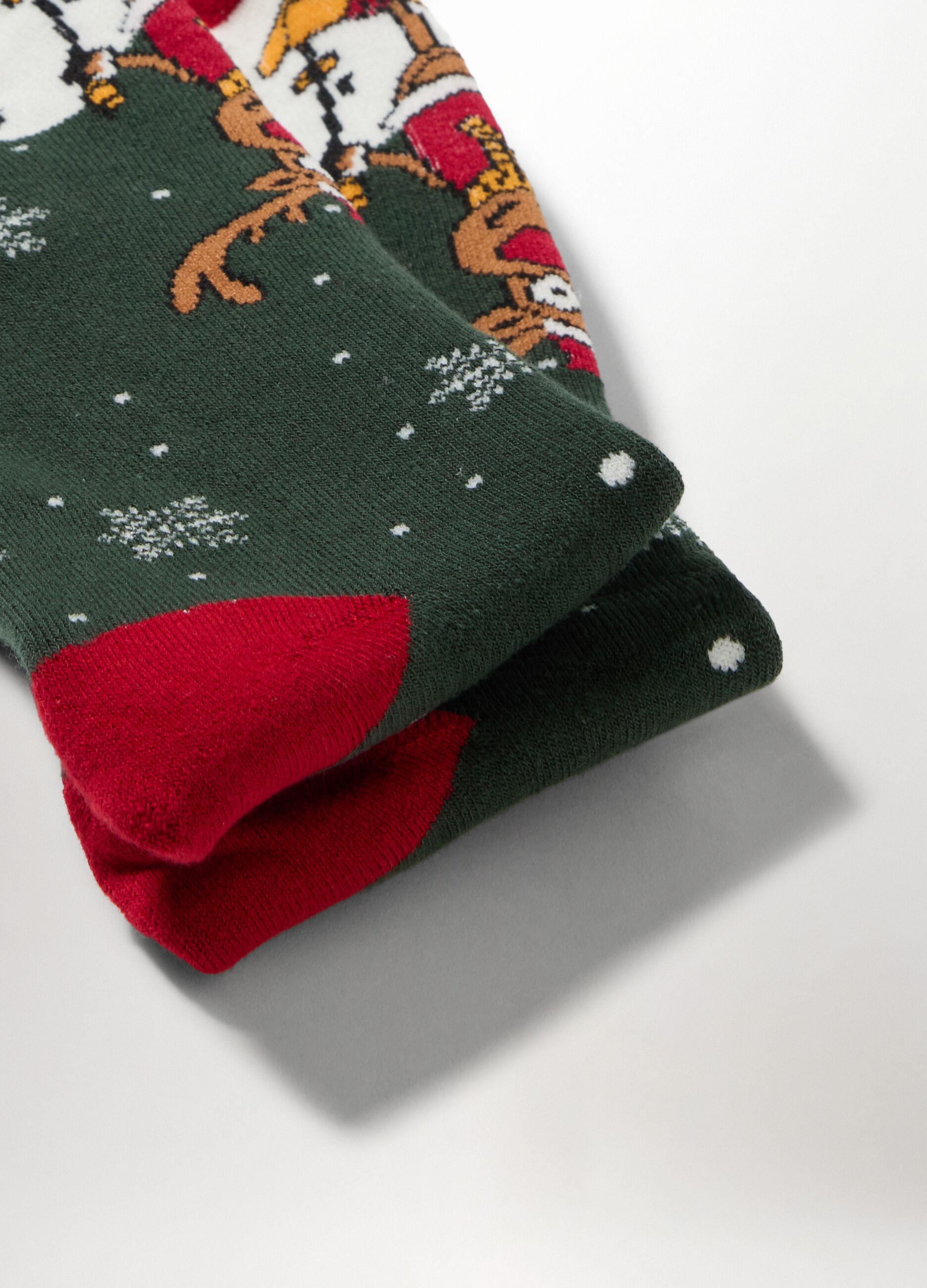 Calze corte in cotone stretch con renna uomo_1