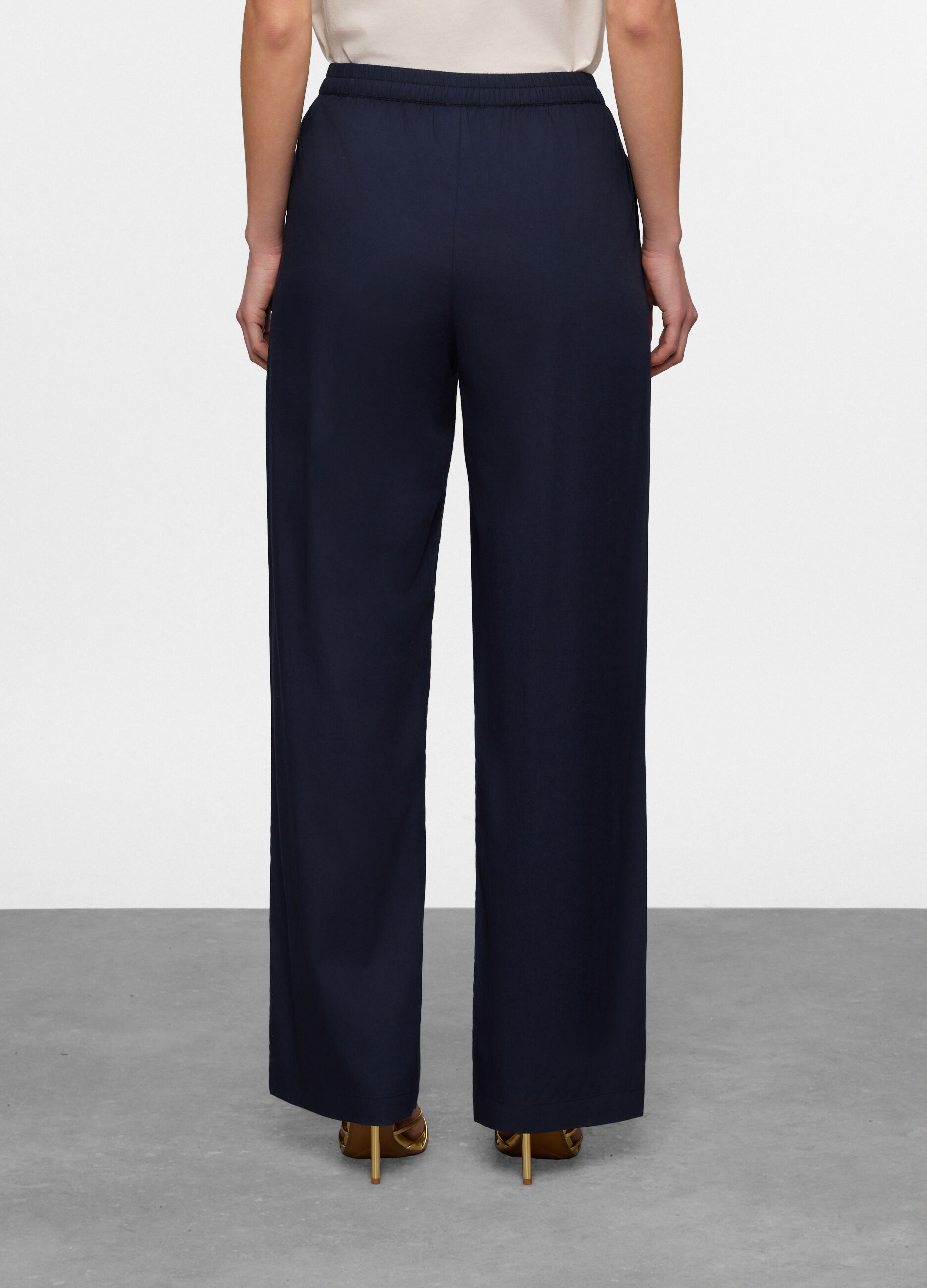 Pantaloni in popeline di puro cotone donna_1