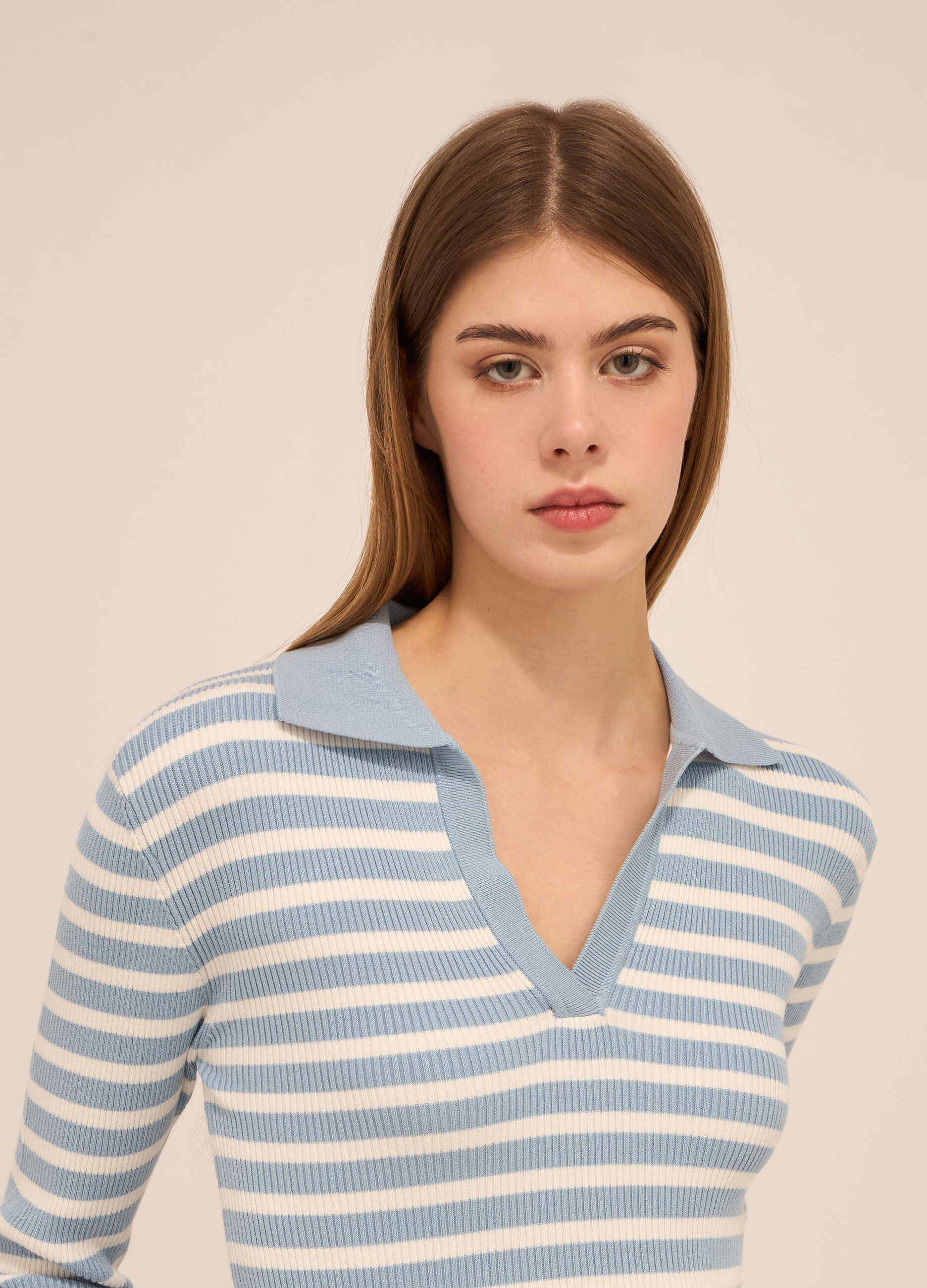 T-shirt misto viscosa in costina donna_2