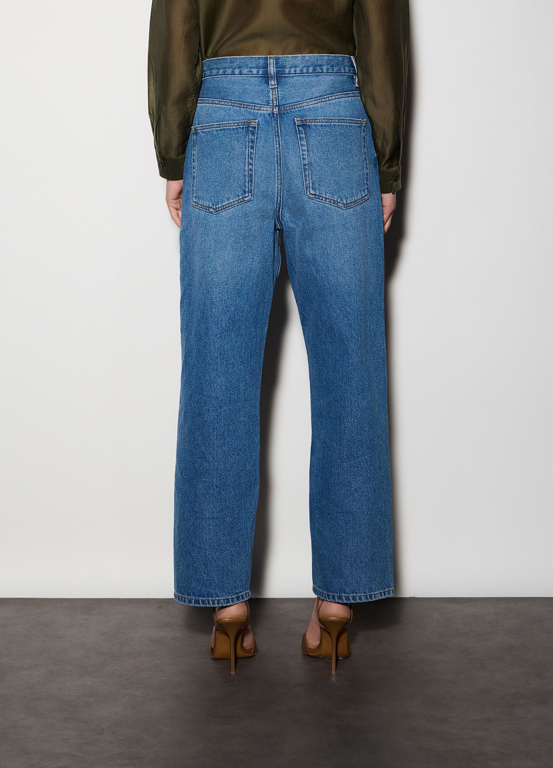 Pantaloni wide leg in denim donna_2