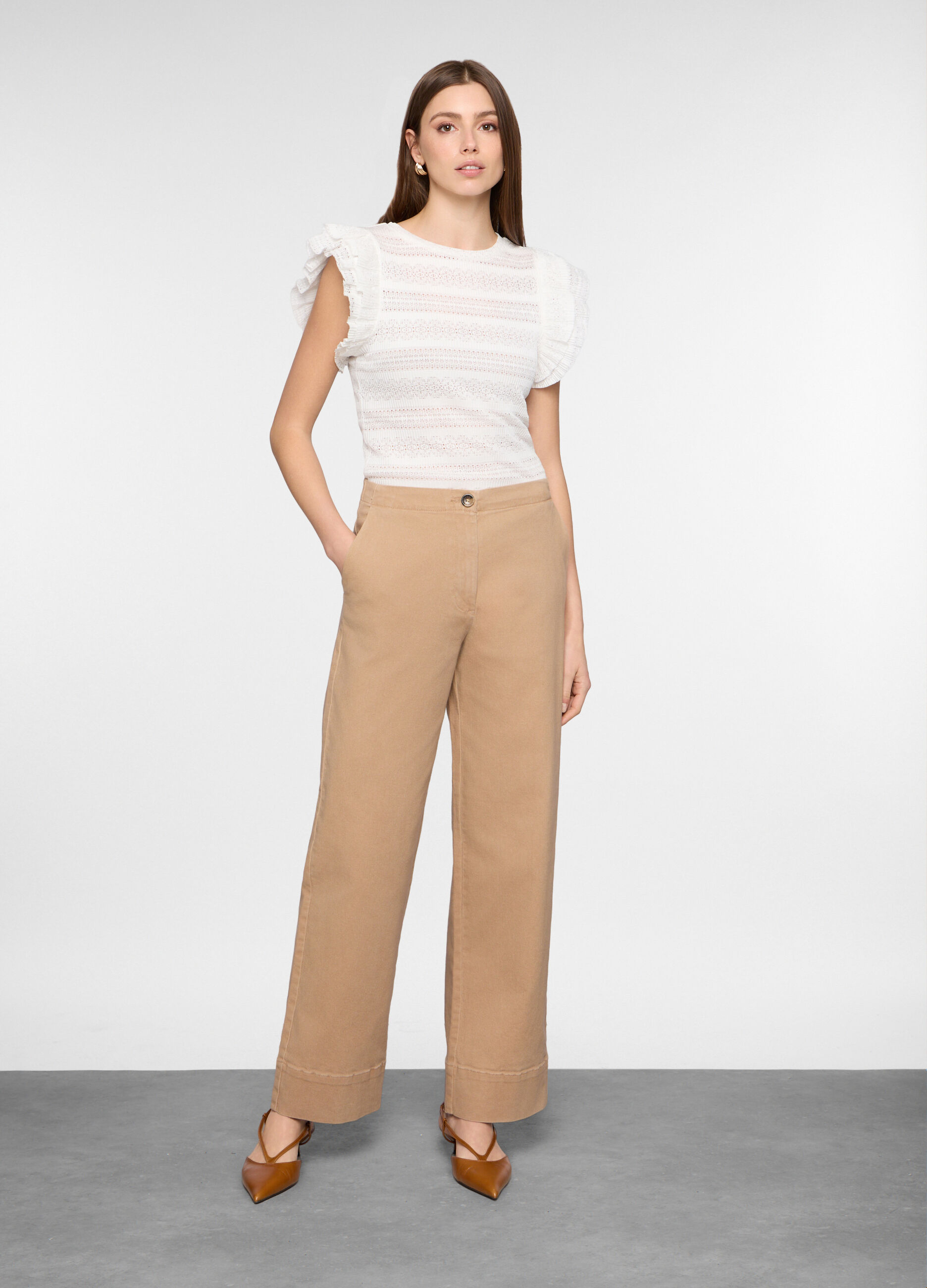 Pantaloni chino relaxed fit in denim stretch donna_0