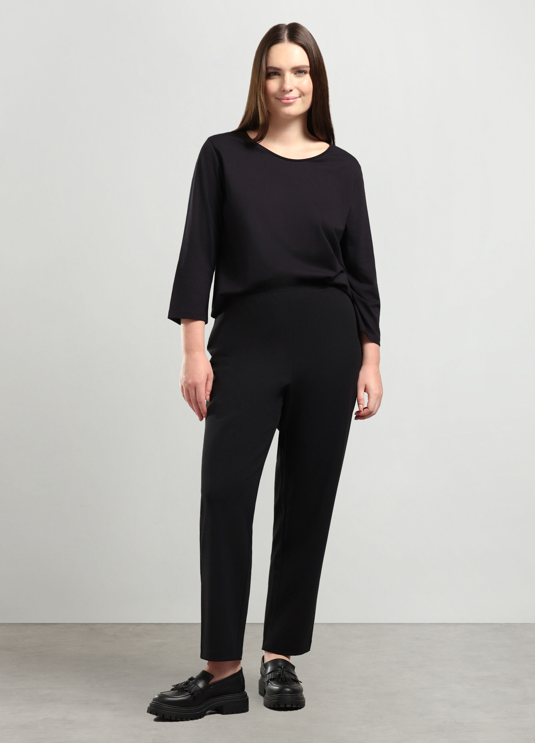 Pantaloni in tessuto stretch donna curvy