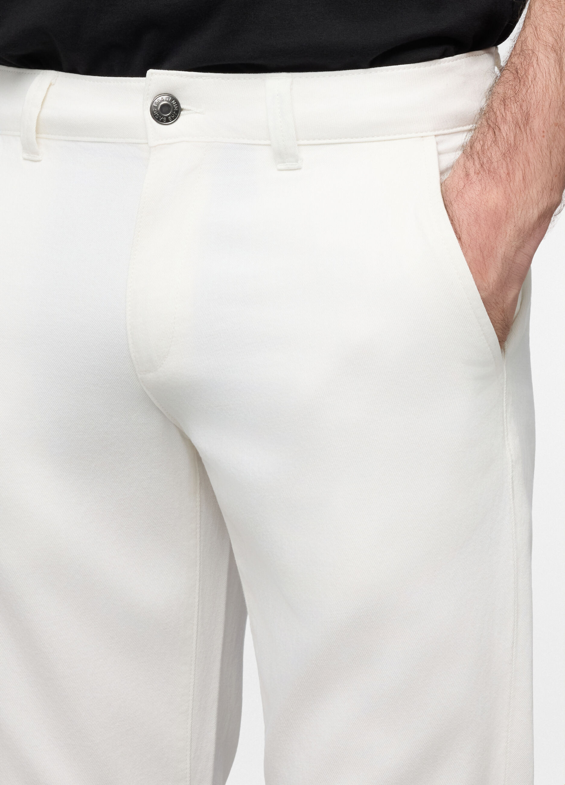 Pantalone chino slim fit in denim di misto cotone uomo_3