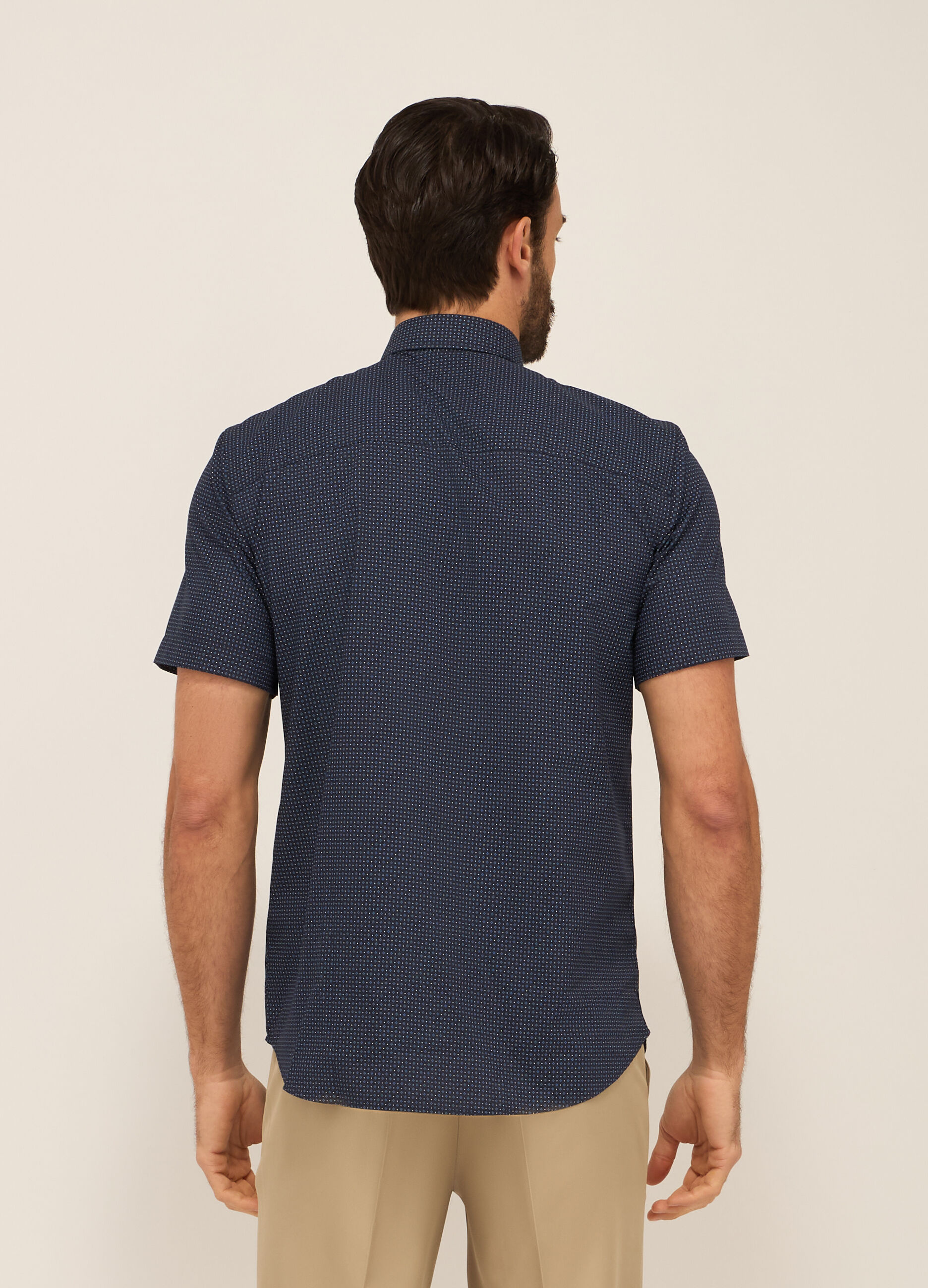 Camicia a maniche corte con micro-motivo uomo_1