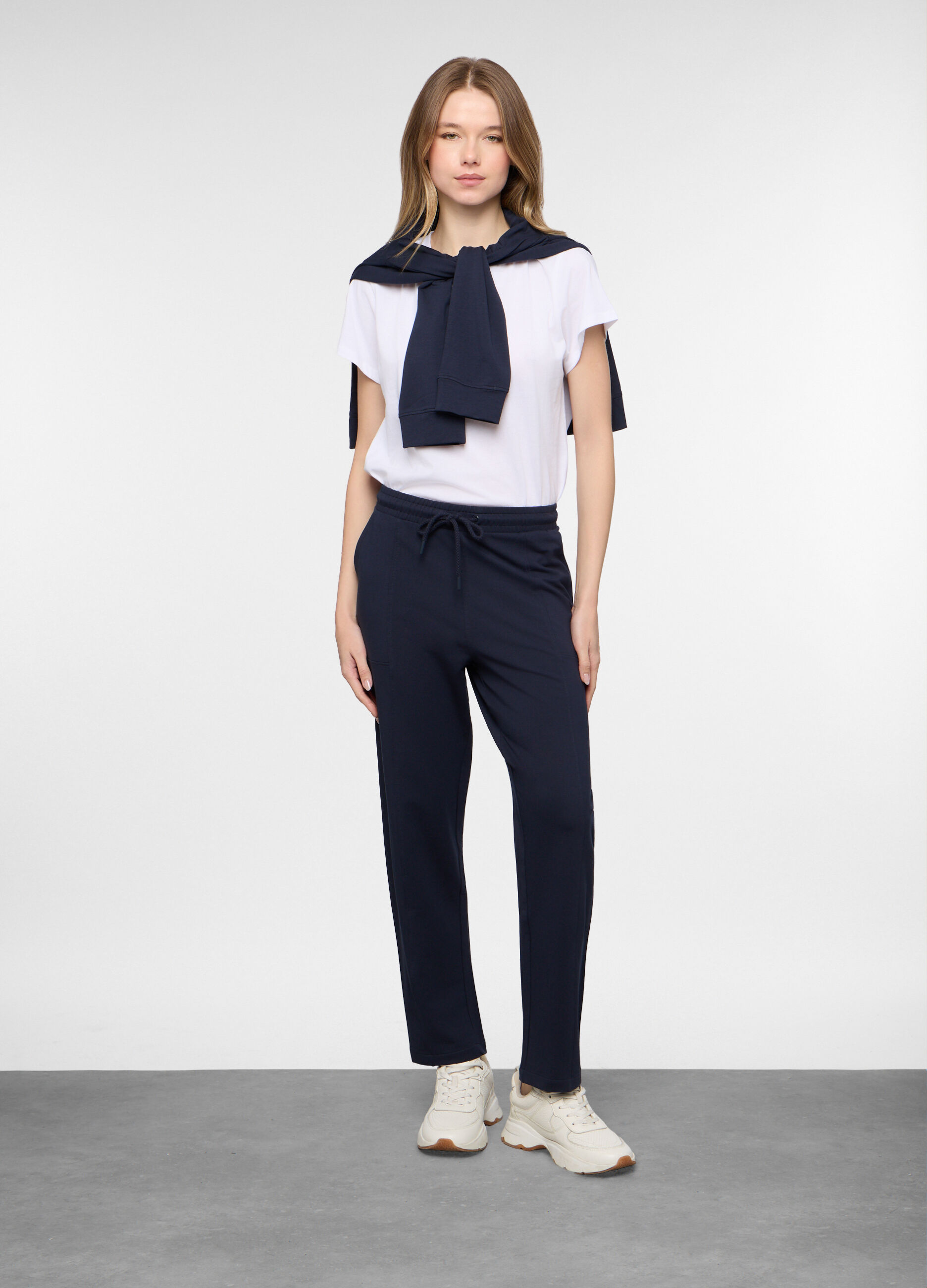 Jogger straight fit in french terry stretch donna_0