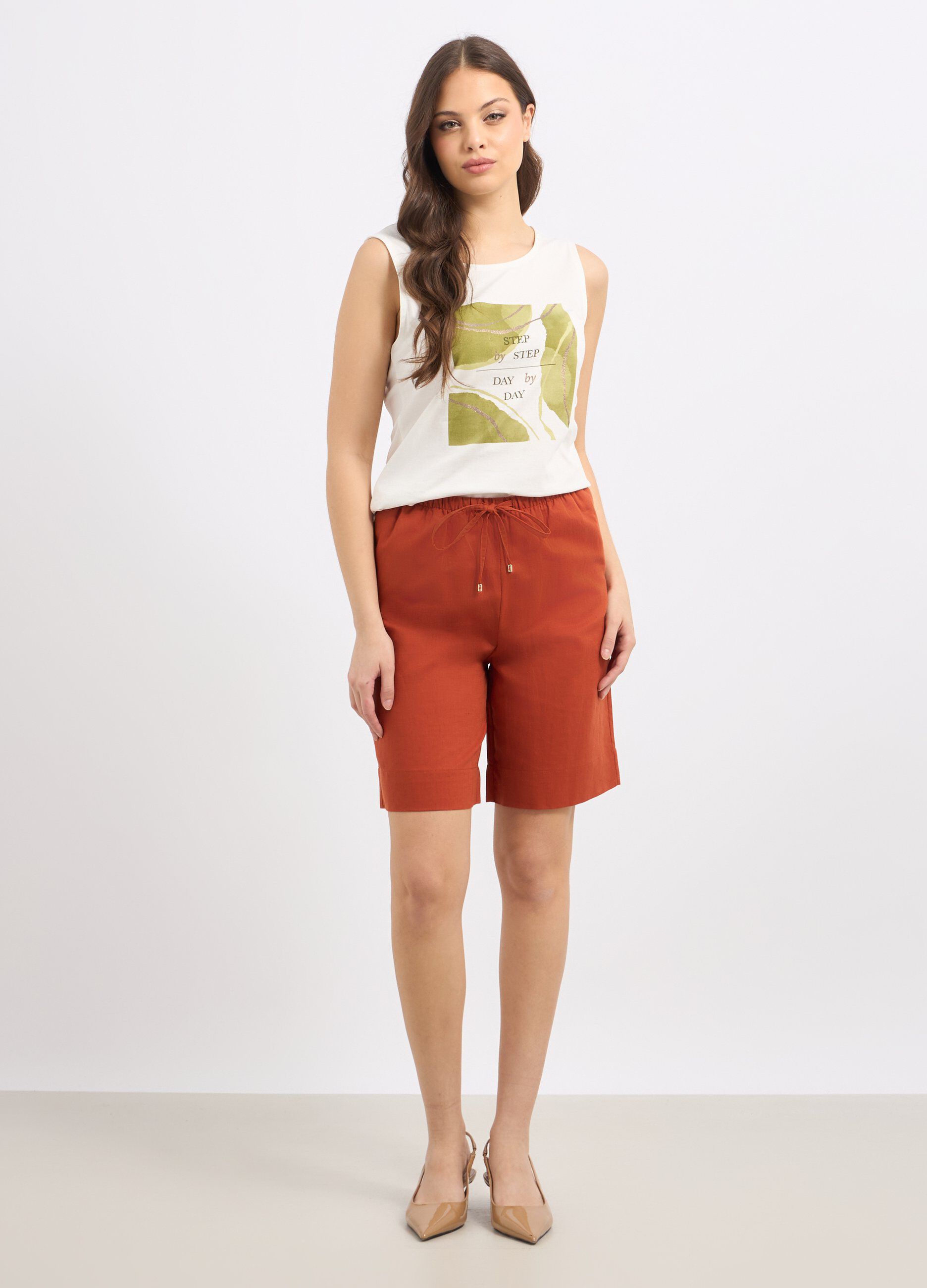 Shorts in misto lino donna_0