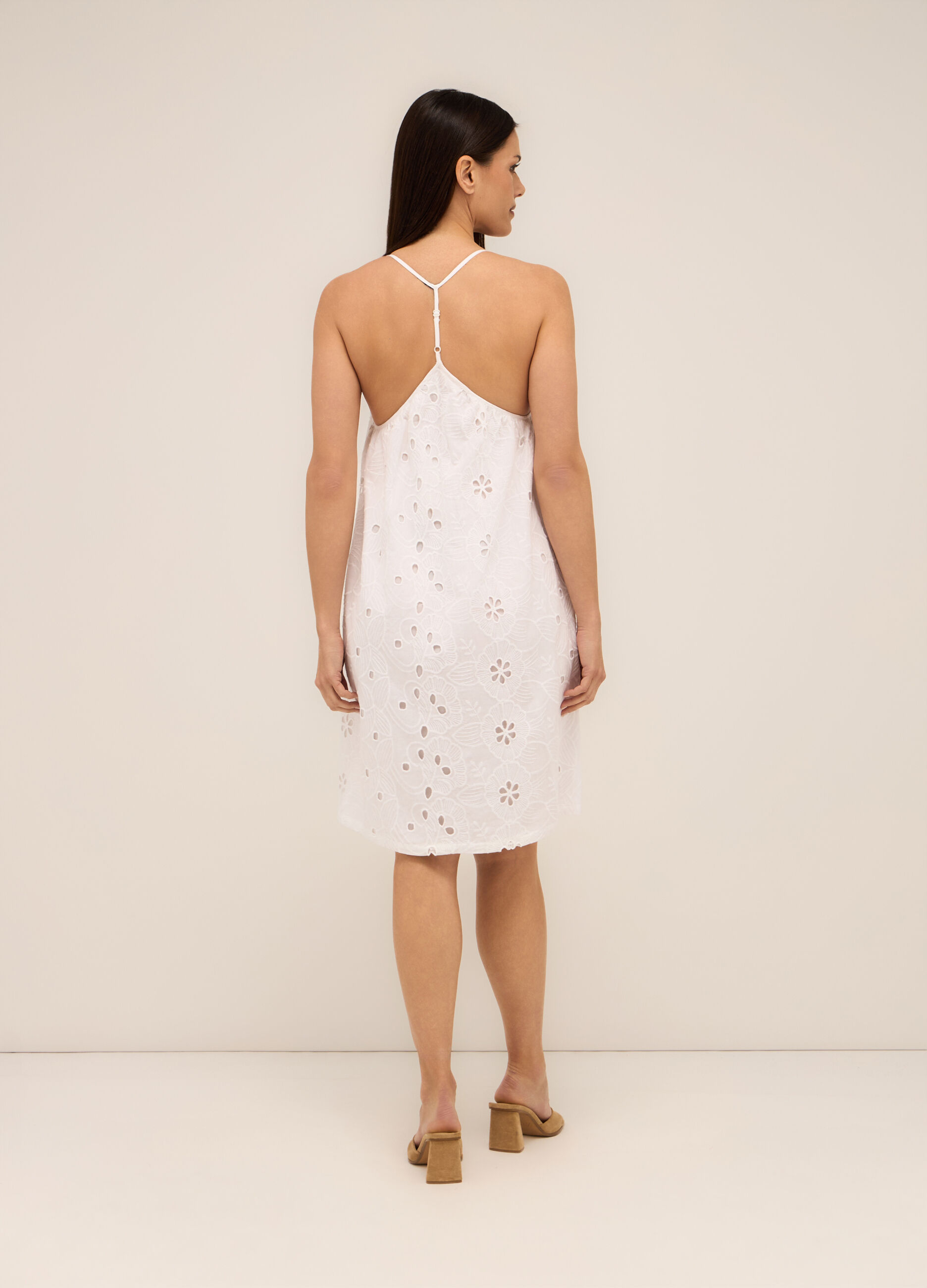 Abito corto in puro cotone sangallo donna