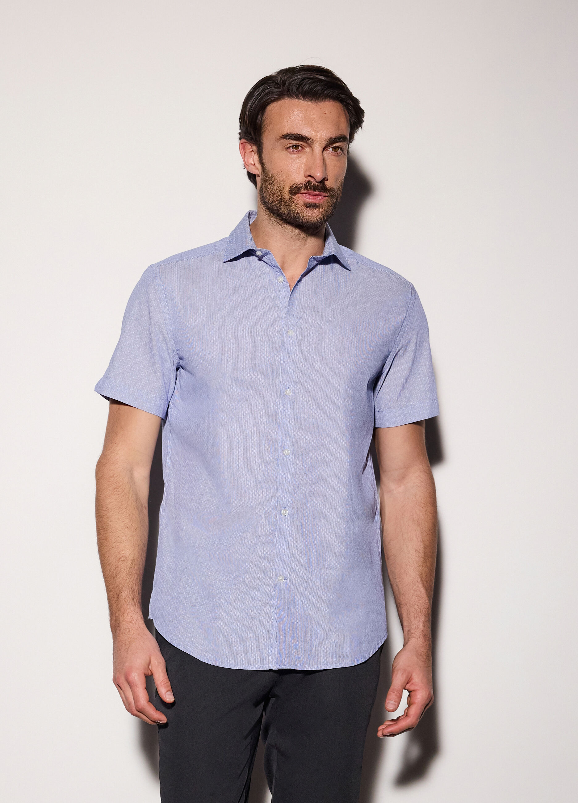 Camicia a maniche corte con stampa uomo_0