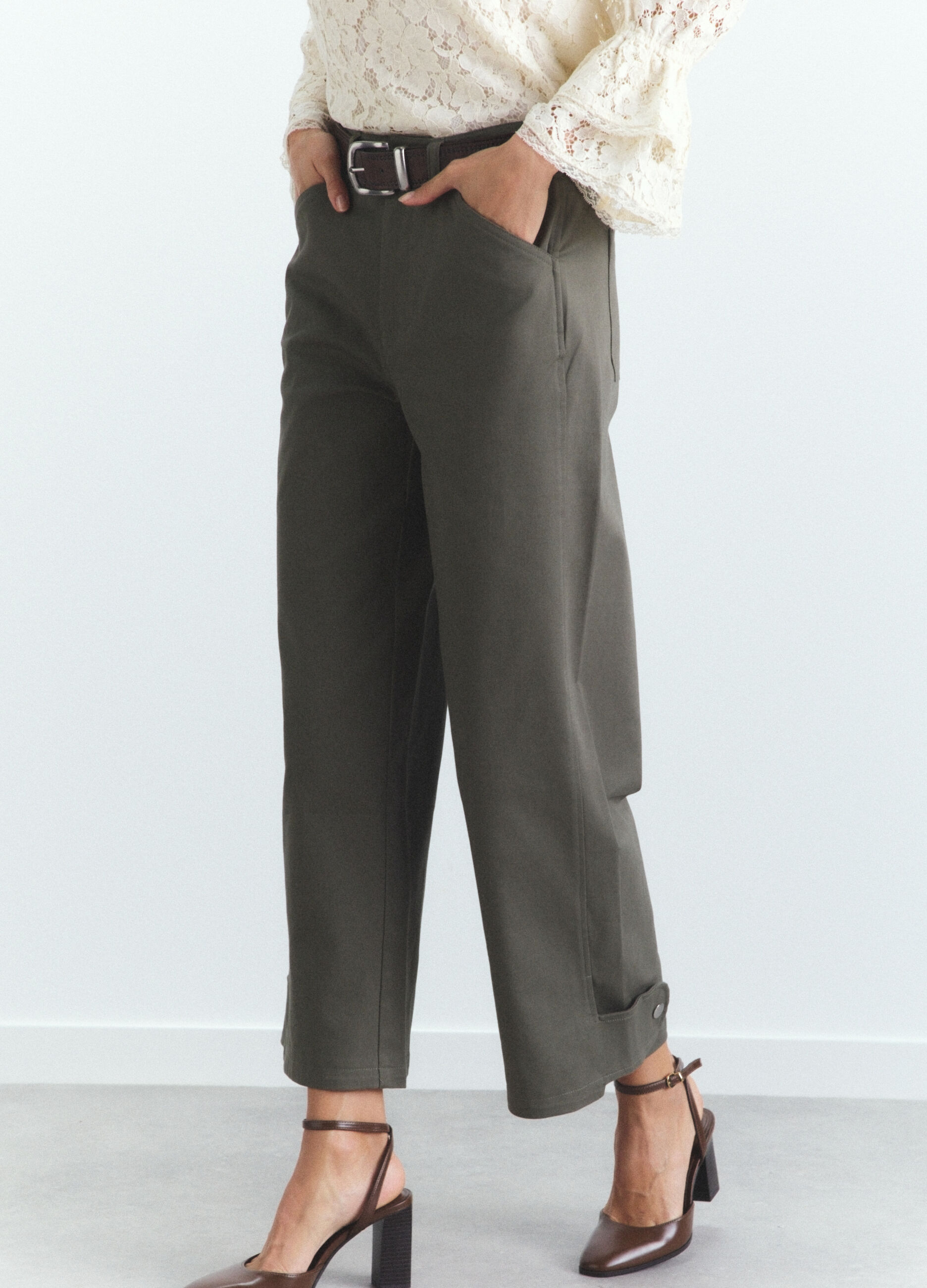 Pantaloni Fit Over in Twill di cotone stretch donna_2