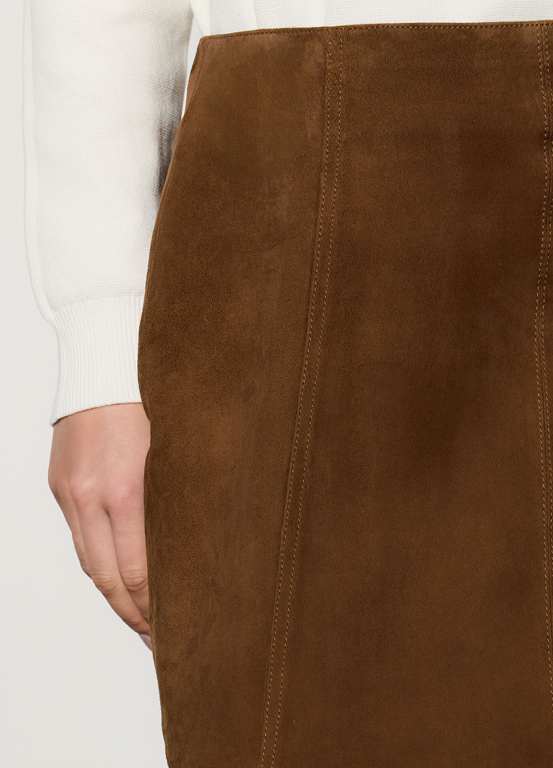 Minigonna in vera pelle scamosciata donna_3