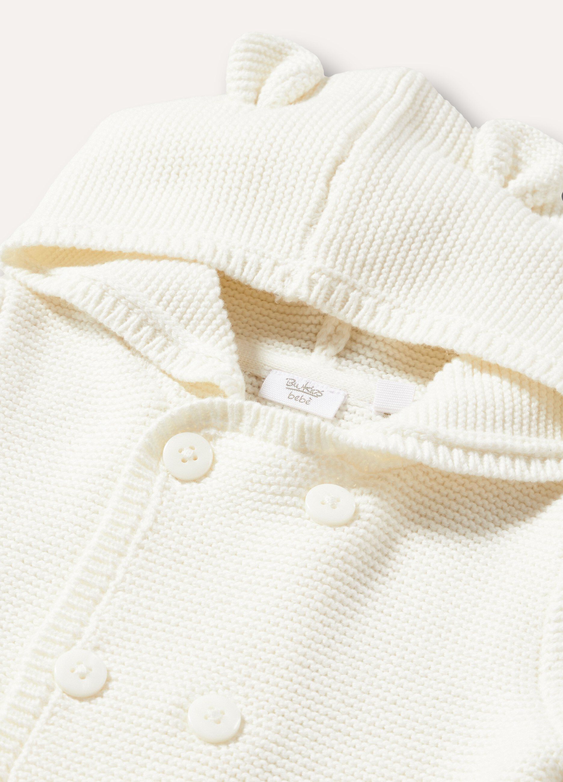 Cardigan in puro cotone tricot con cappuccio_1