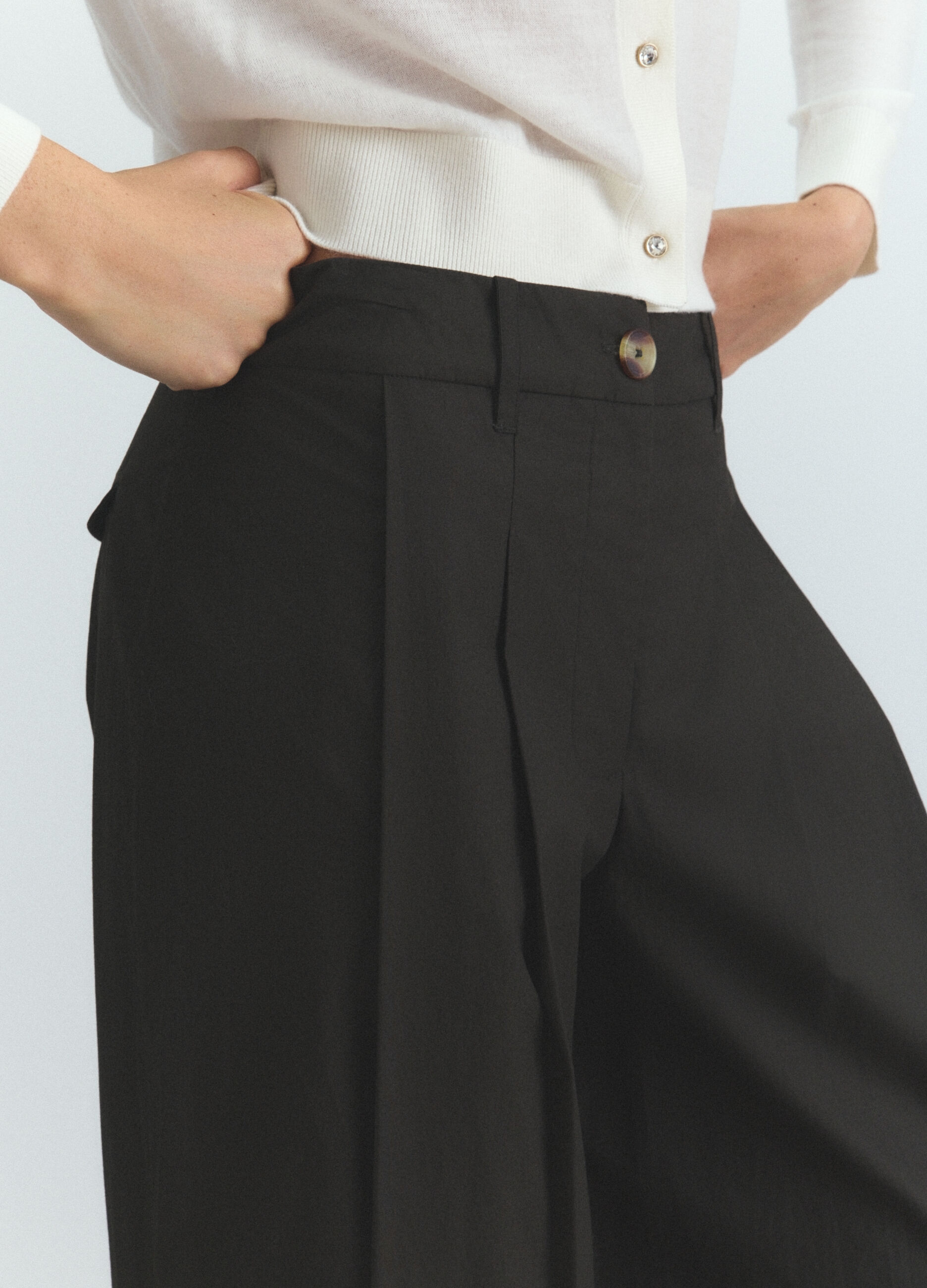 Pantaloni Fit Regular in popeline di puro cotone donna_4